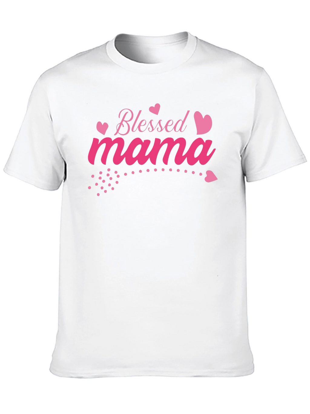 Blessed Mama Pink Heart Graphic Black T-Shirt