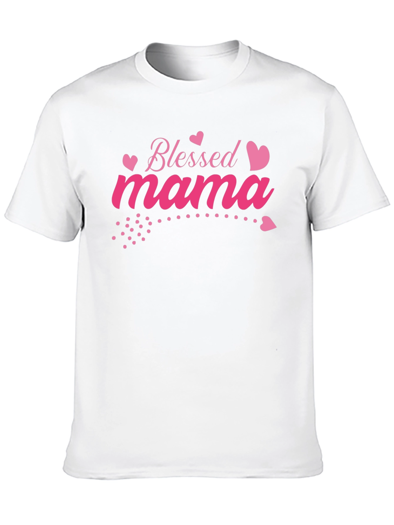 Blessed Mama Pink Heart Graphic Black T-Shirt