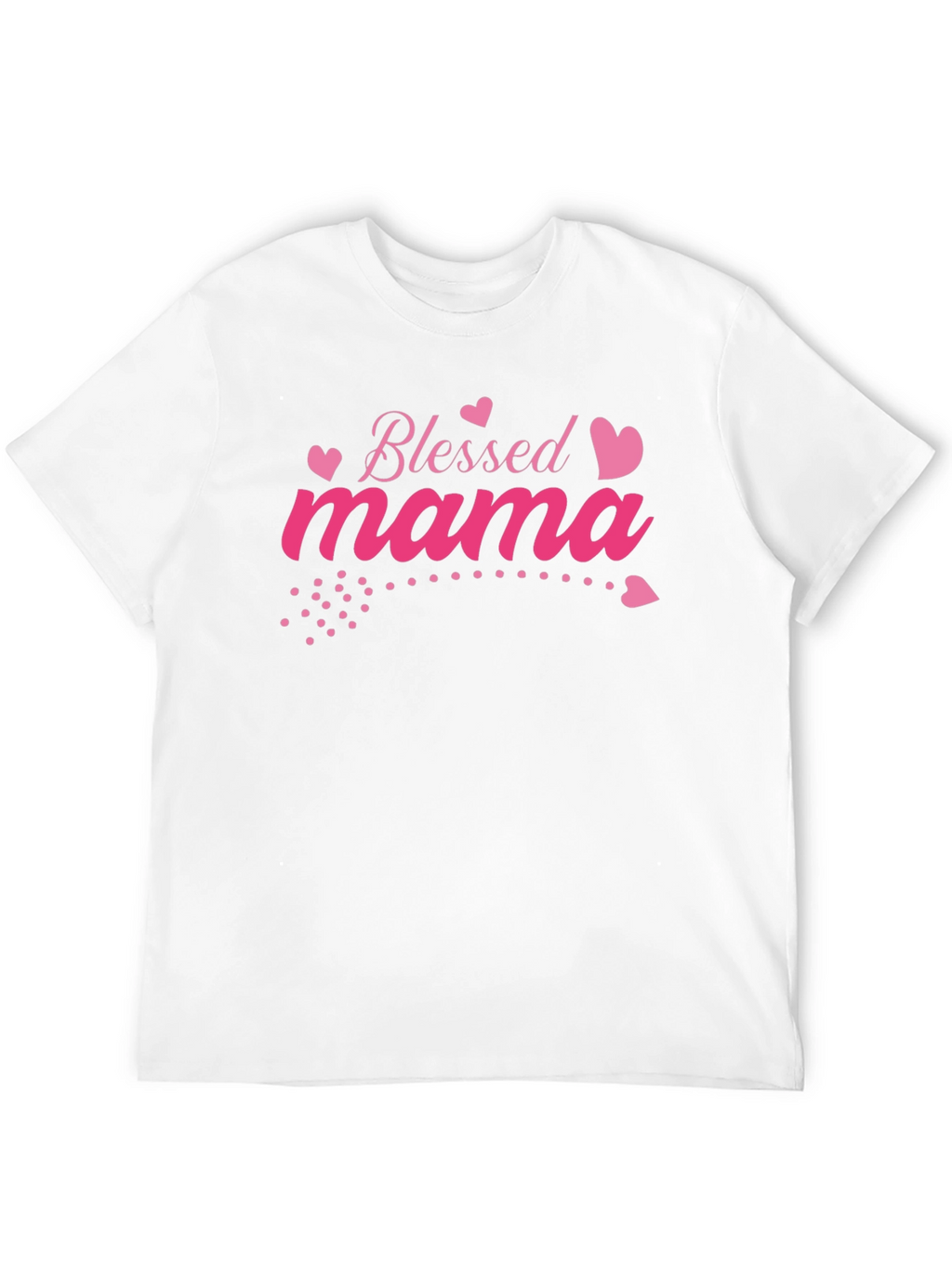 Blessed Mama Pink Heart Graphic Black T-Shirt