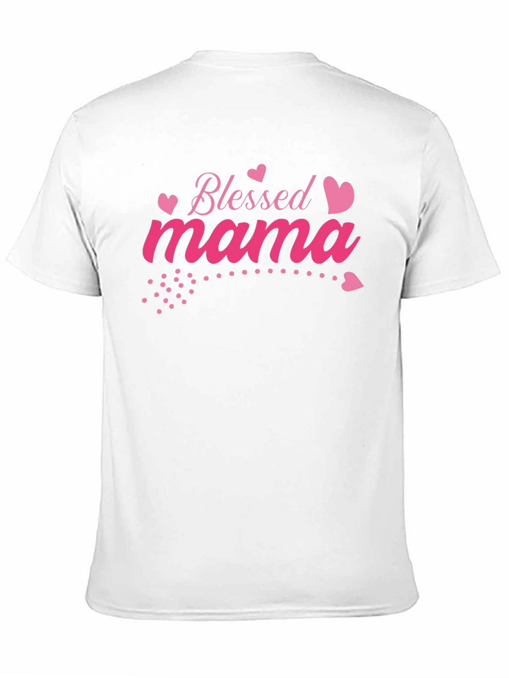 Blessed Mama Pink Heart Graphic Black T-Shirt