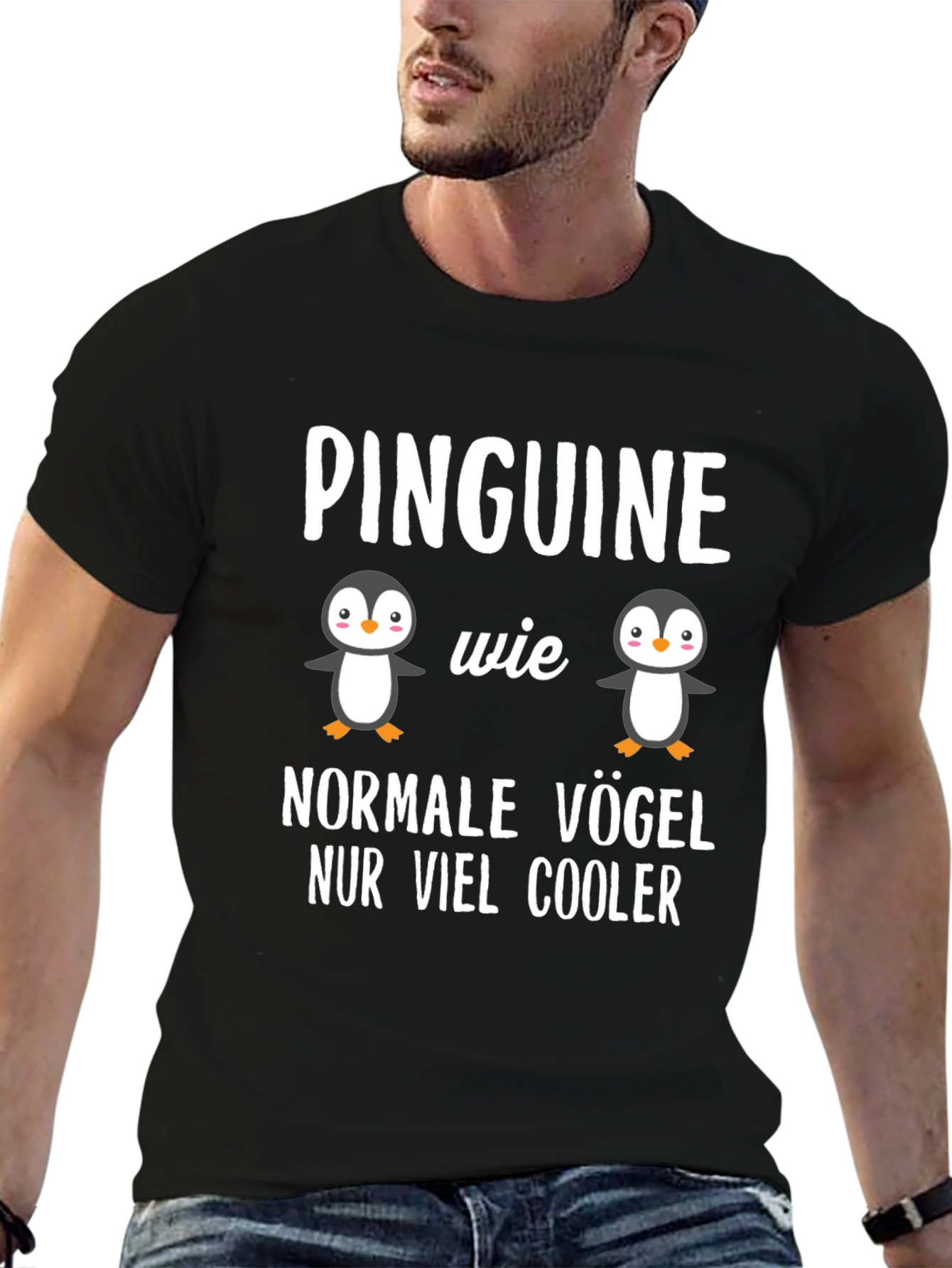 Cool Penguin Graphic Tee - German Slogan T-Shirt