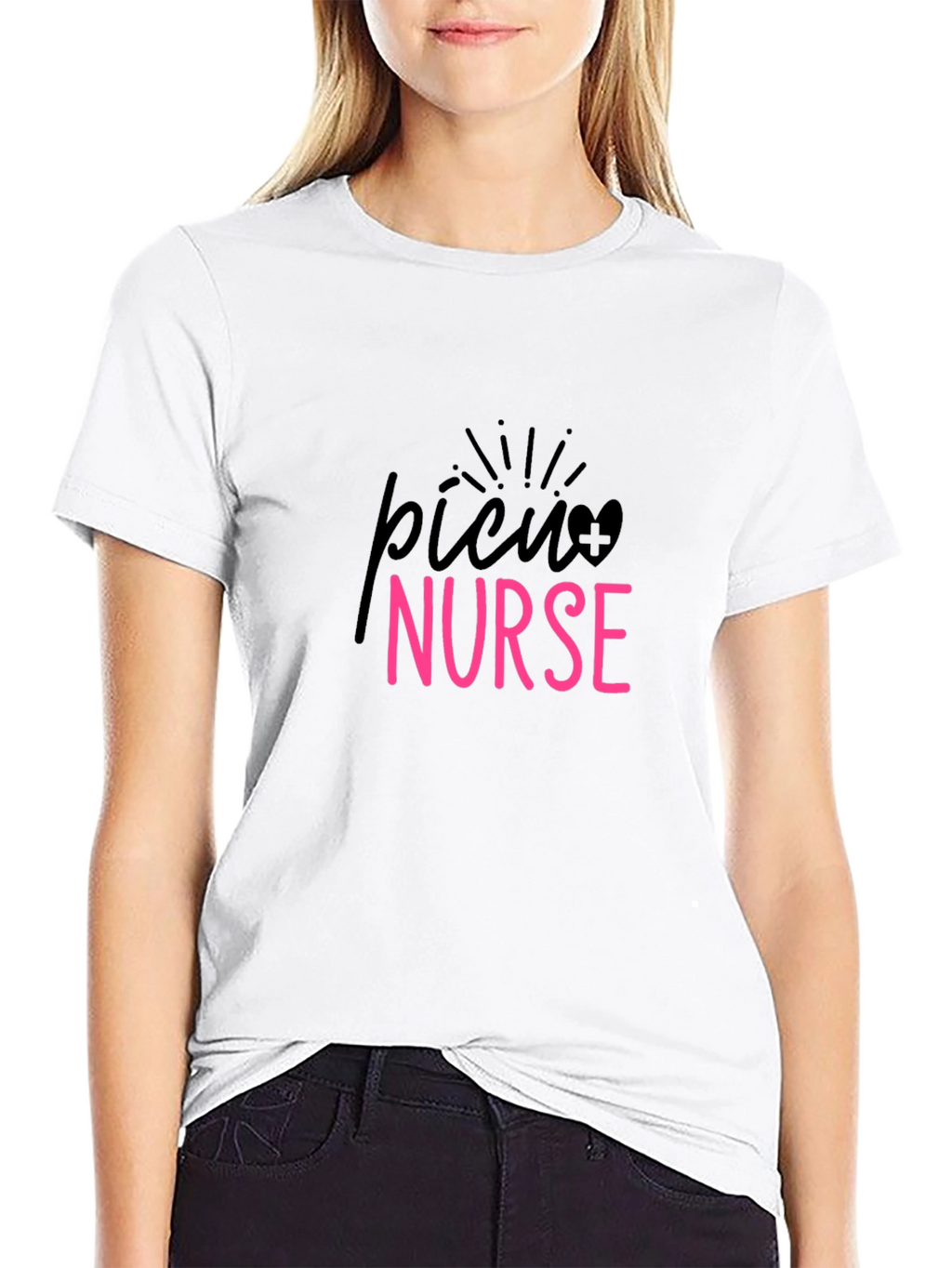 PICU Nurse T-Shirt - Black Cotton Tee
