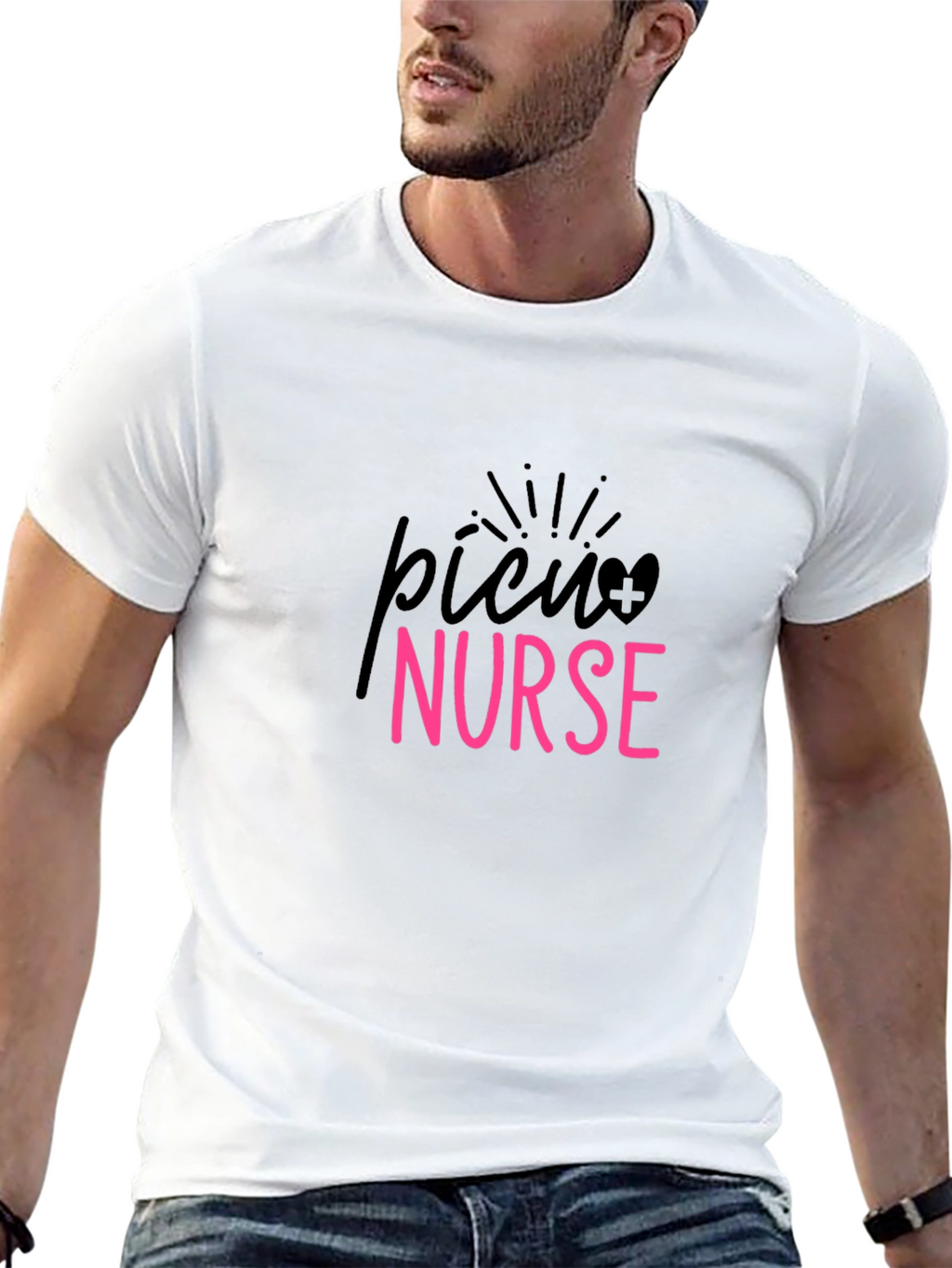 PICU Nurse T-Shirt - Black Cotton Tee