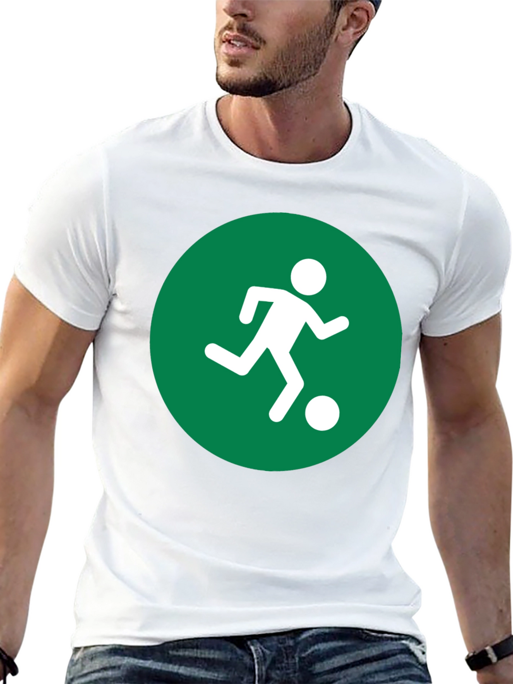 Soccer Player Graphic Tee - Black Cotton Shirt