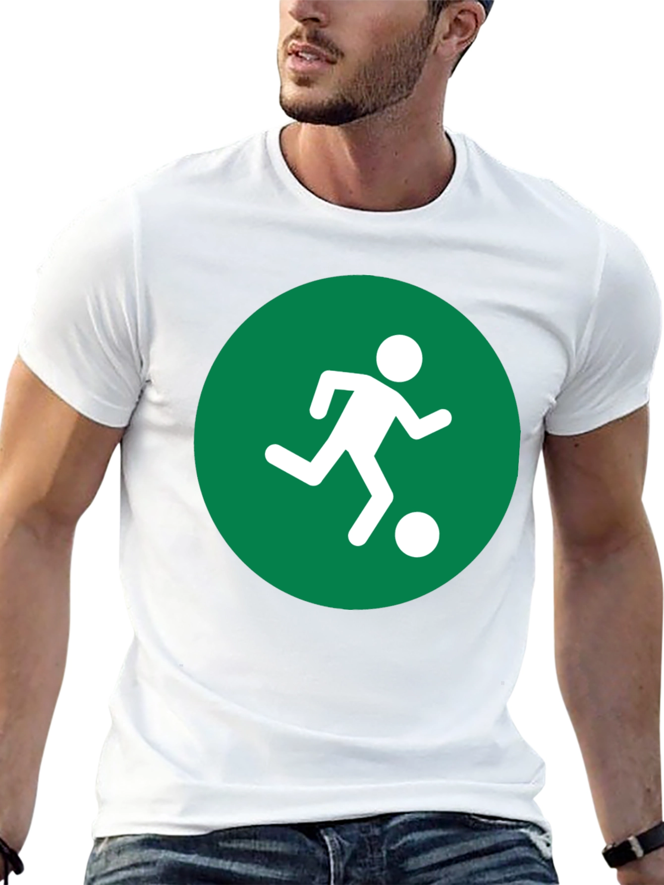 Soccer Player Graphic Tee - Black Cotton Shirt