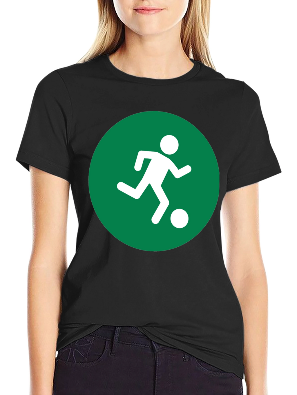 Soccer Player Graphic Tee - Black Cotton Shirt