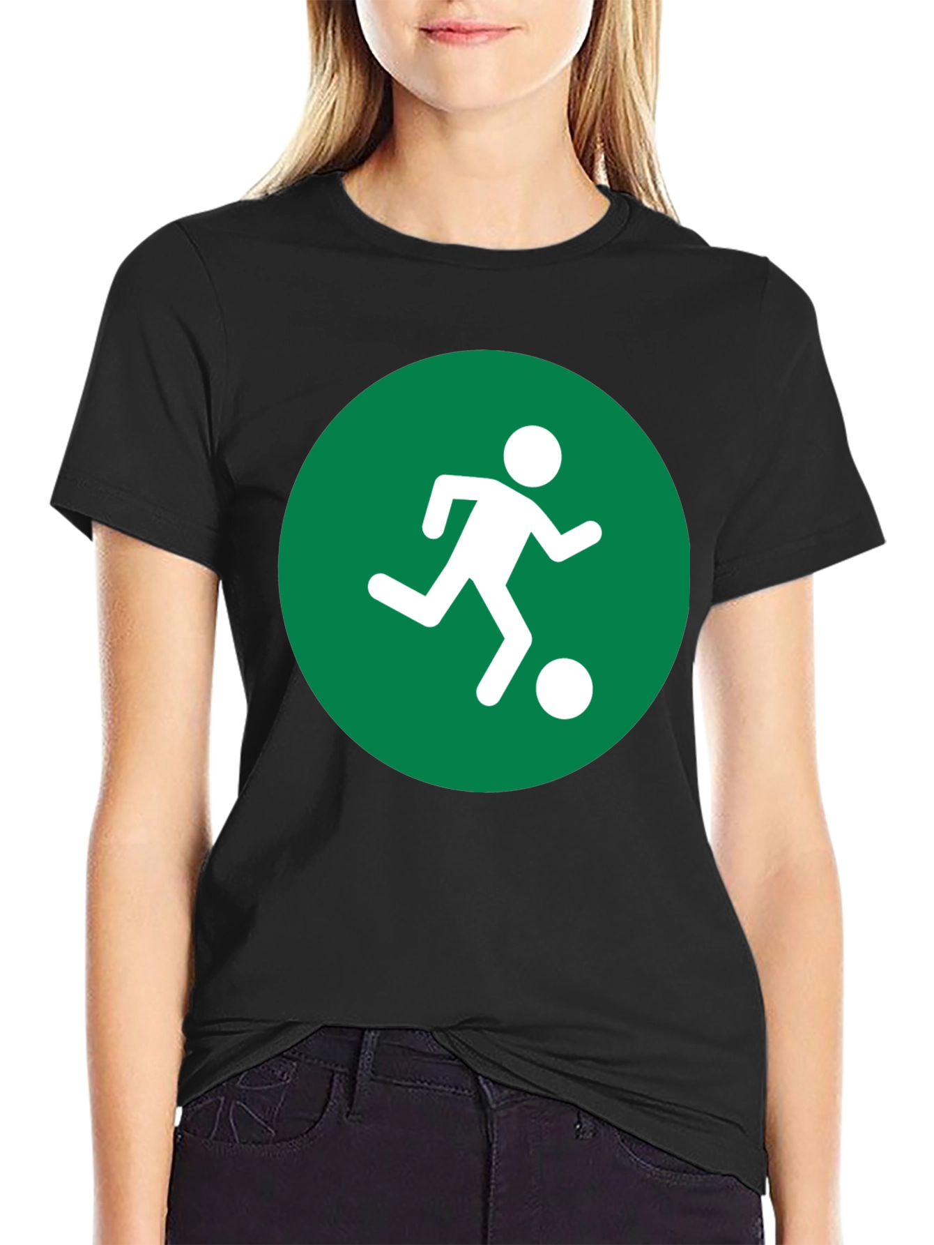 Soccer Player Graphic Tee - Black Cotton Shirt