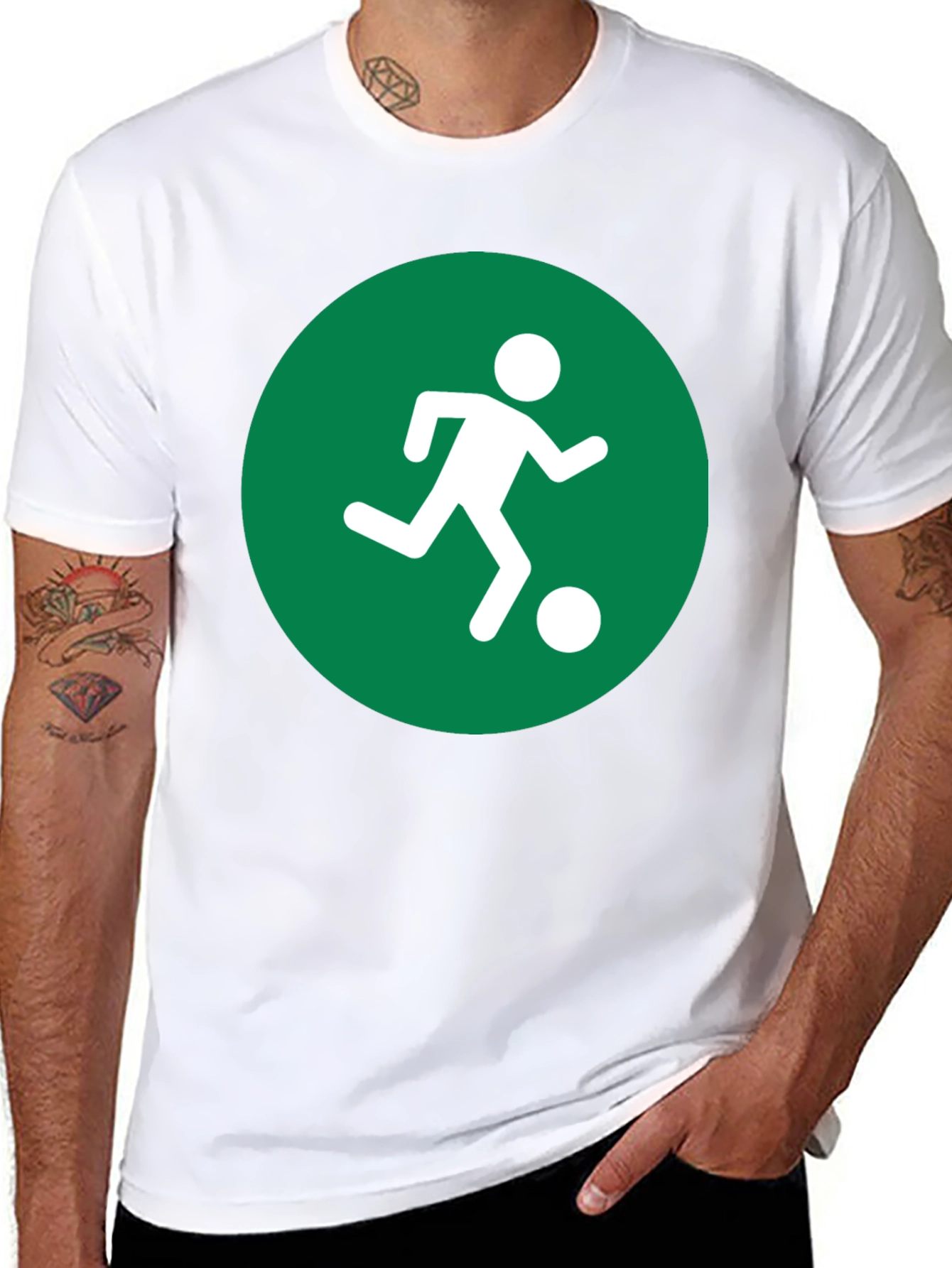 Soccer Player Graphic Tee - Black Cotton Shirt