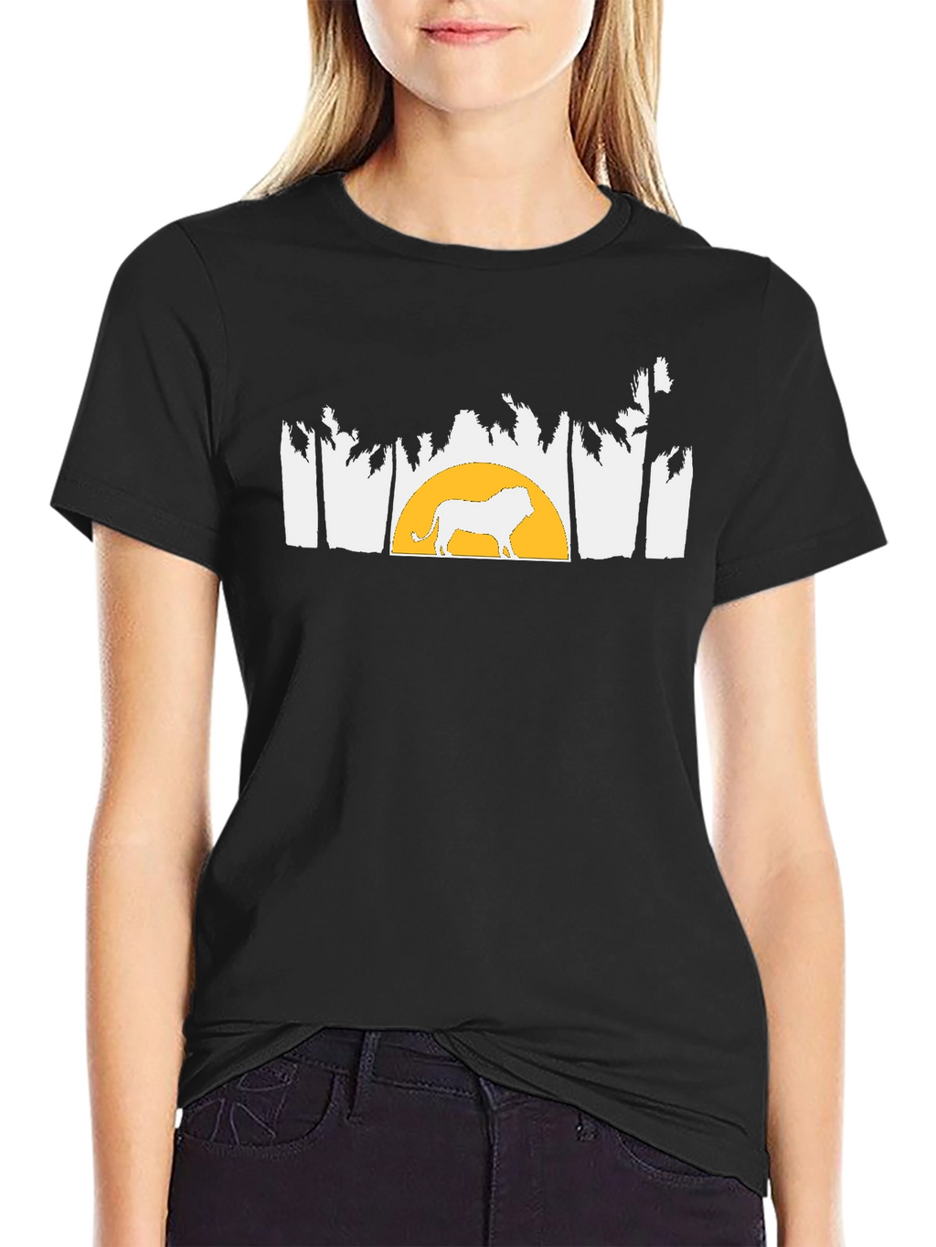 Lion & Sunset Graphic Tee - Black