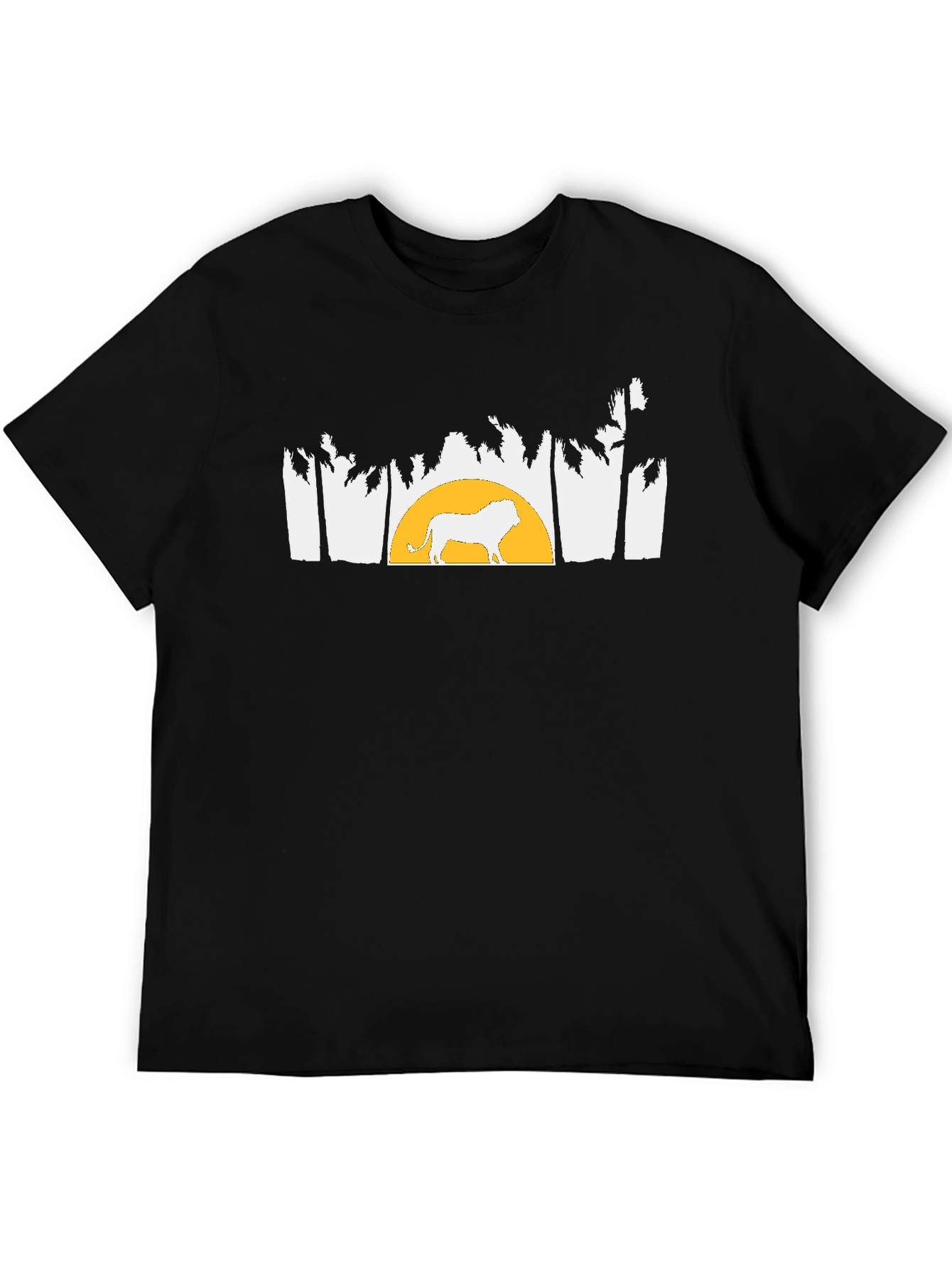 Lion & Sunset Graphic Tee - Black