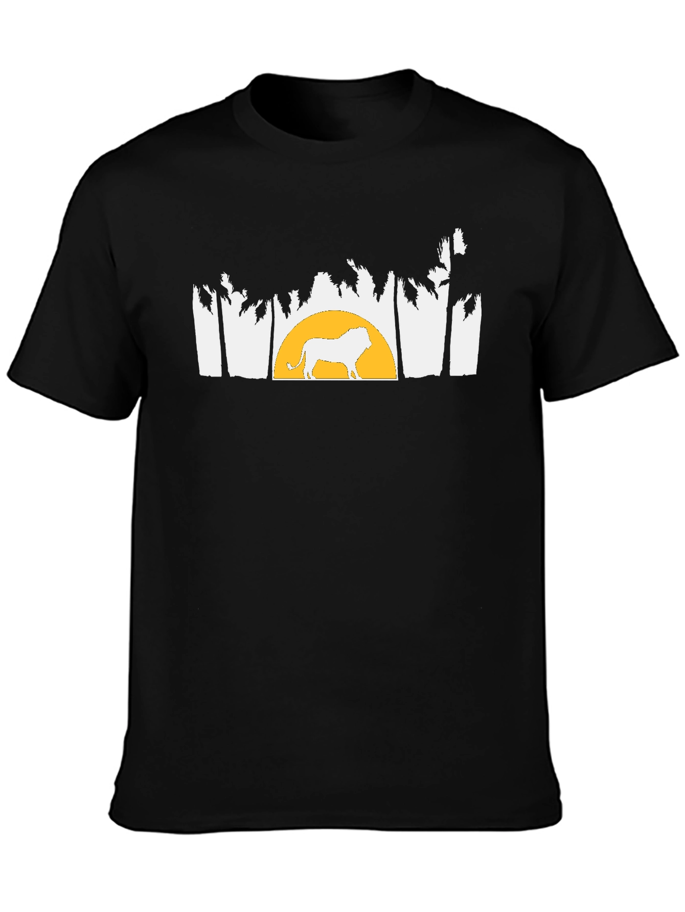 Lion & Sunset Graphic Tee - Black