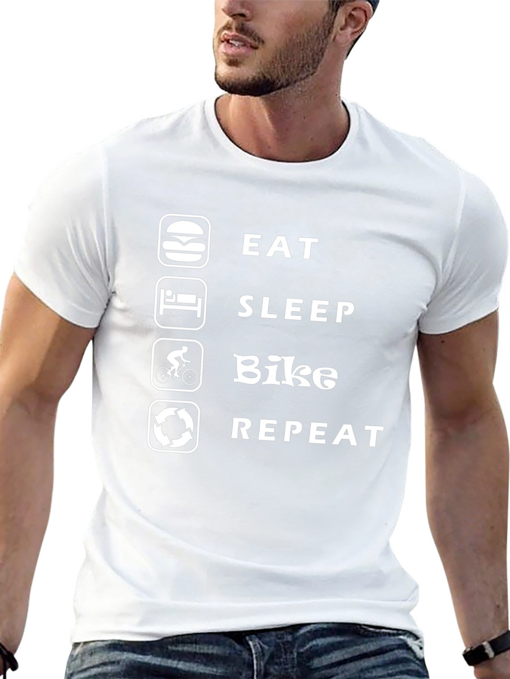Eat Sleep Bike Repeat Funny Biker T-Shirt