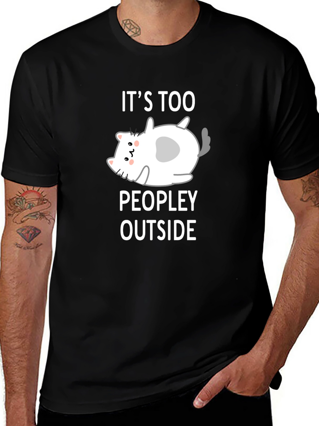 Funny Cat Lover T-Shirt - Its Too Peopley Outside