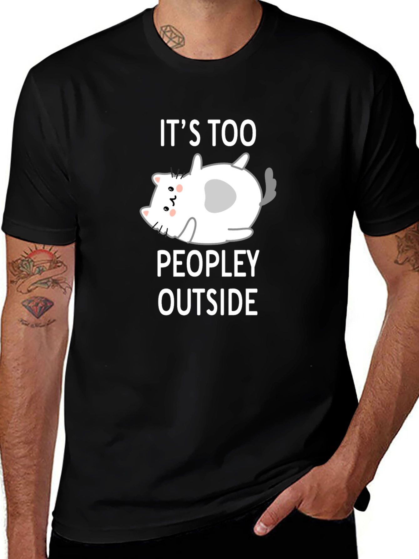Funny Cat Lover T-Shirt - Its Too Peopley Outside