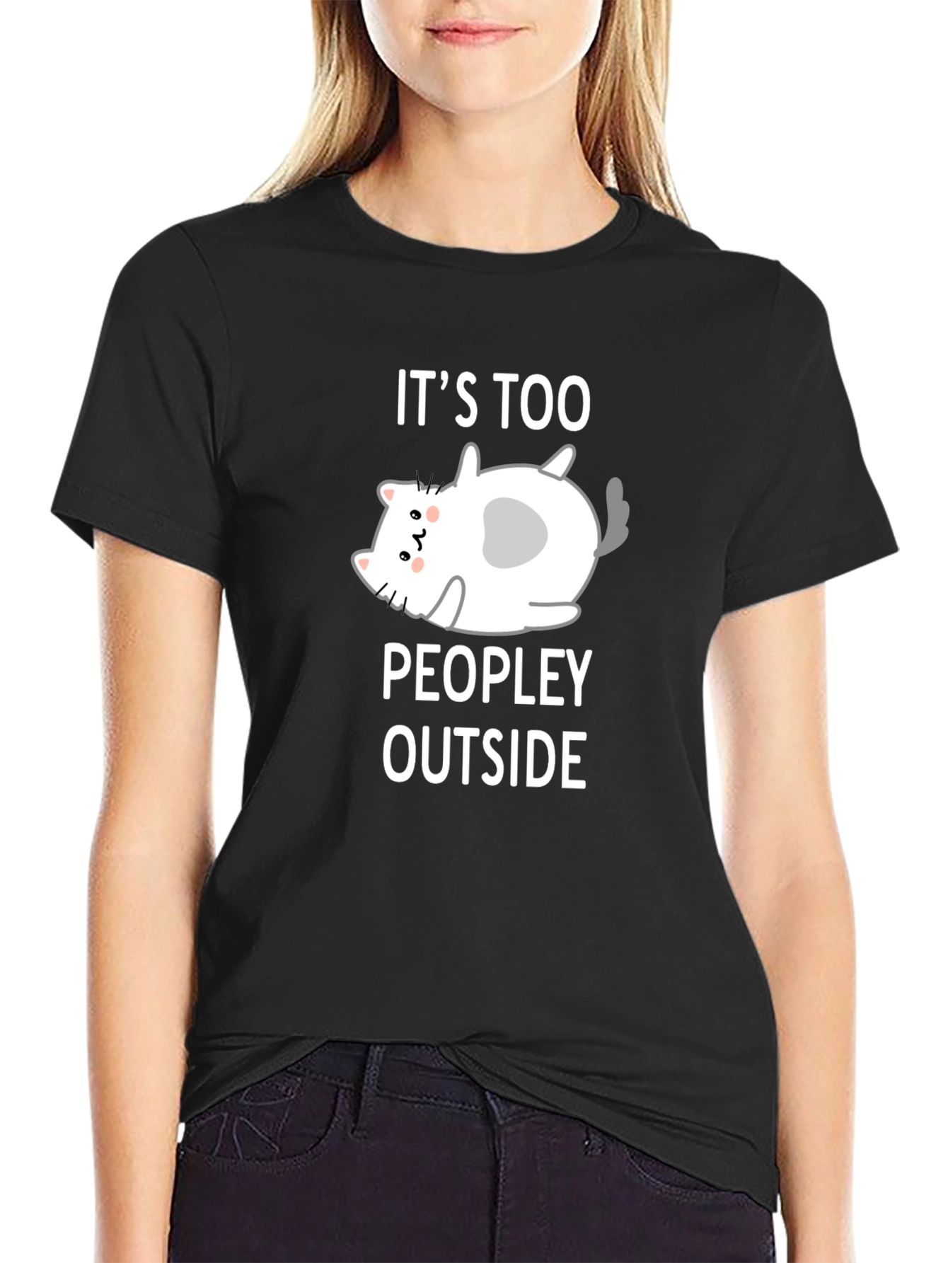 Funny Cat Lover T-Shirt - Its Too Peopley Outside