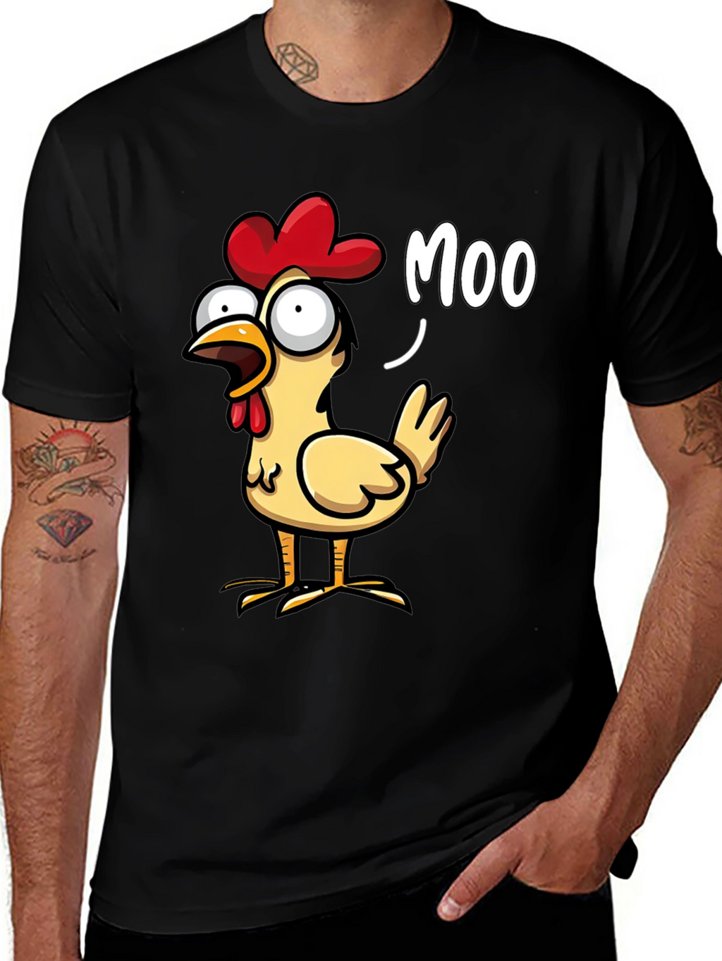 Funny Chicken Moo T-Shirt - Novelty Humor Tee