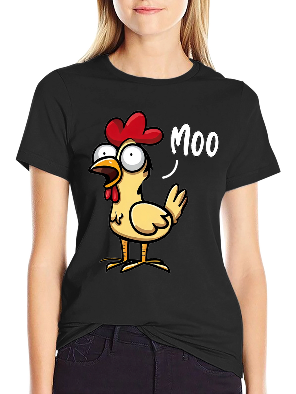 Funny Chicken Moo T-Shirt - Novelty Humor Tee