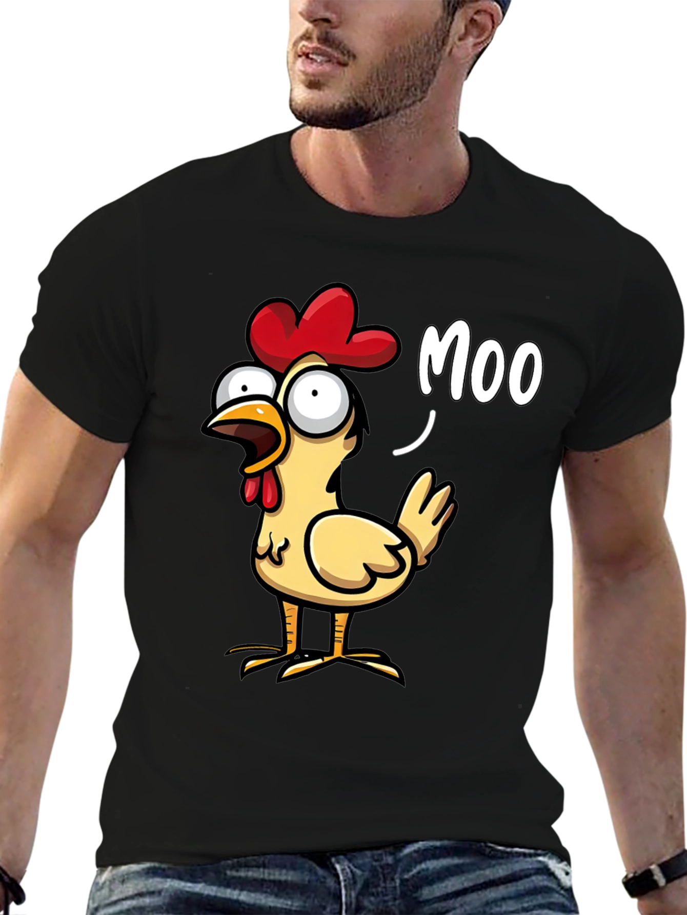 Funny Chicken Moo T-Shirt - Novelty Humor Tee