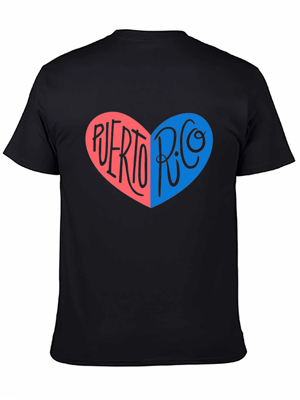 Puerto Rico Heart Graphic T-Shirt - Black