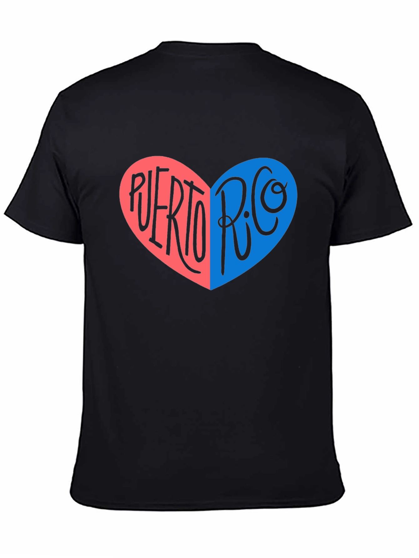 Puerto Rico Heart Graphic T-Shirt - Black