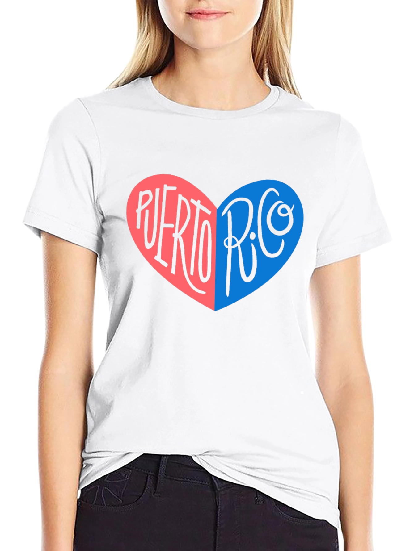 Puerto Rico Heart Graphic T-Shirt - Black