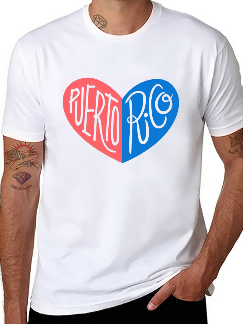 Puerto Rico Heart Graphic T-Shirt - Black