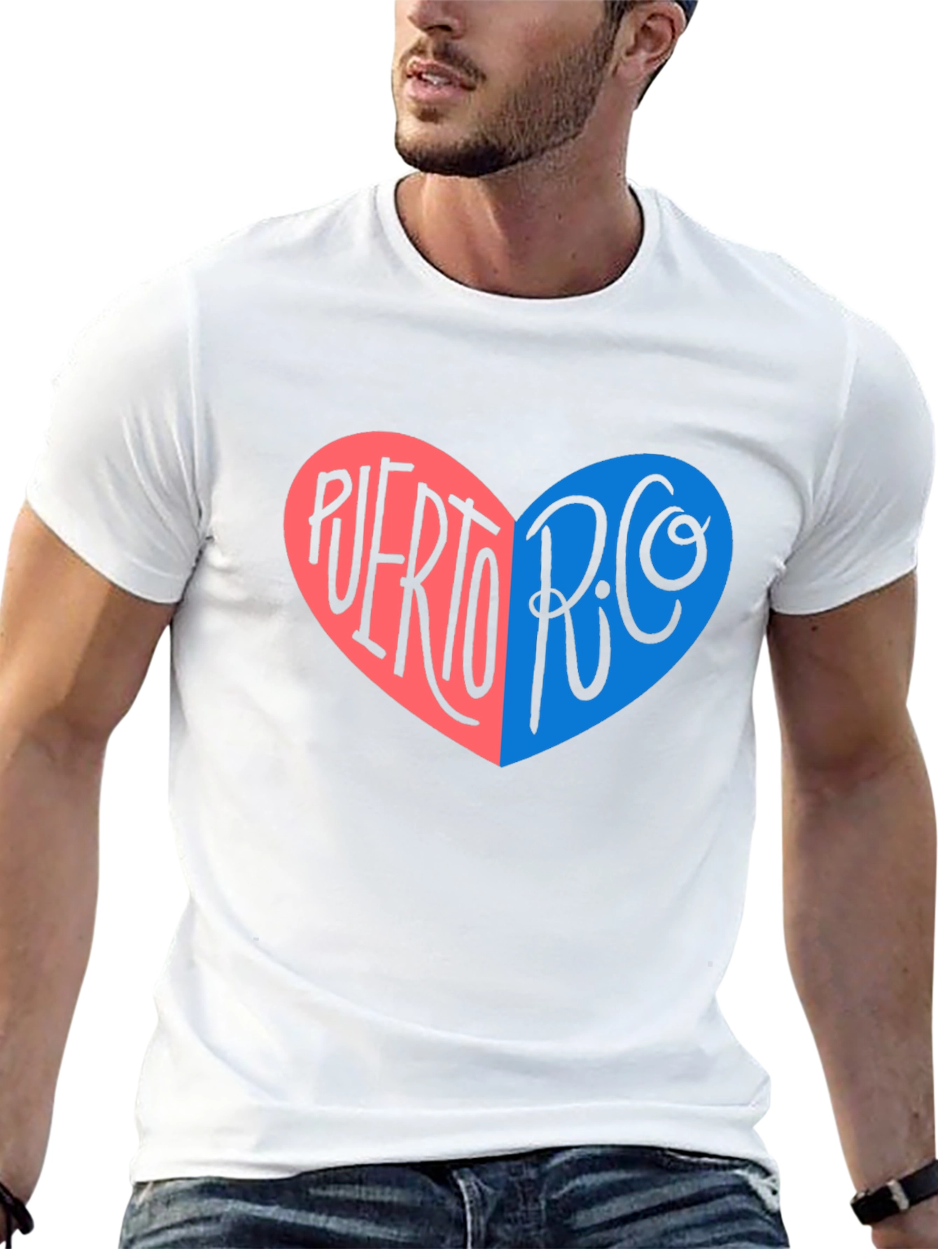 Puerto Rico Heart Graphic T-Shirt - Black