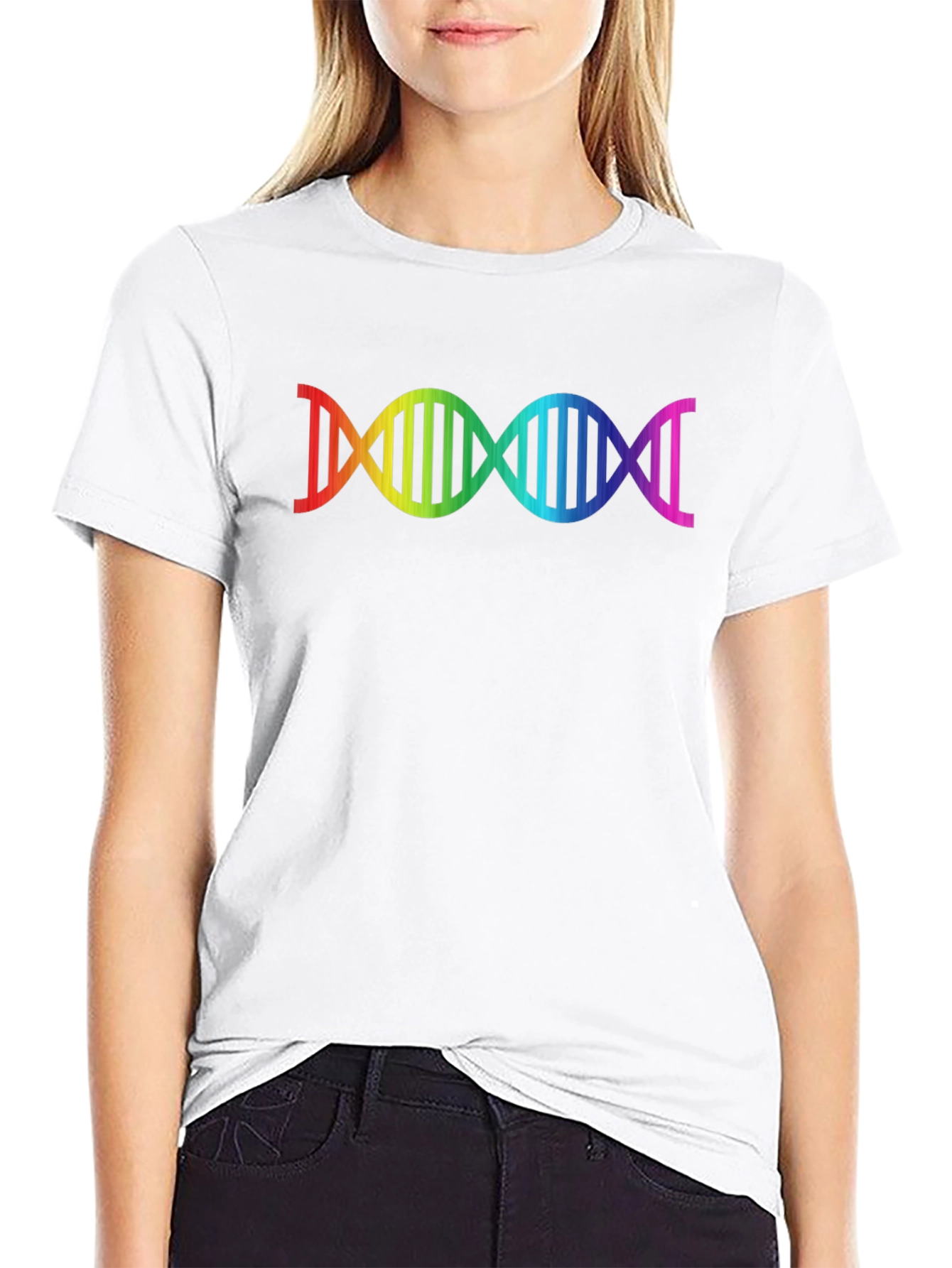 Rainbow DNA Graphic Black T-Shirt