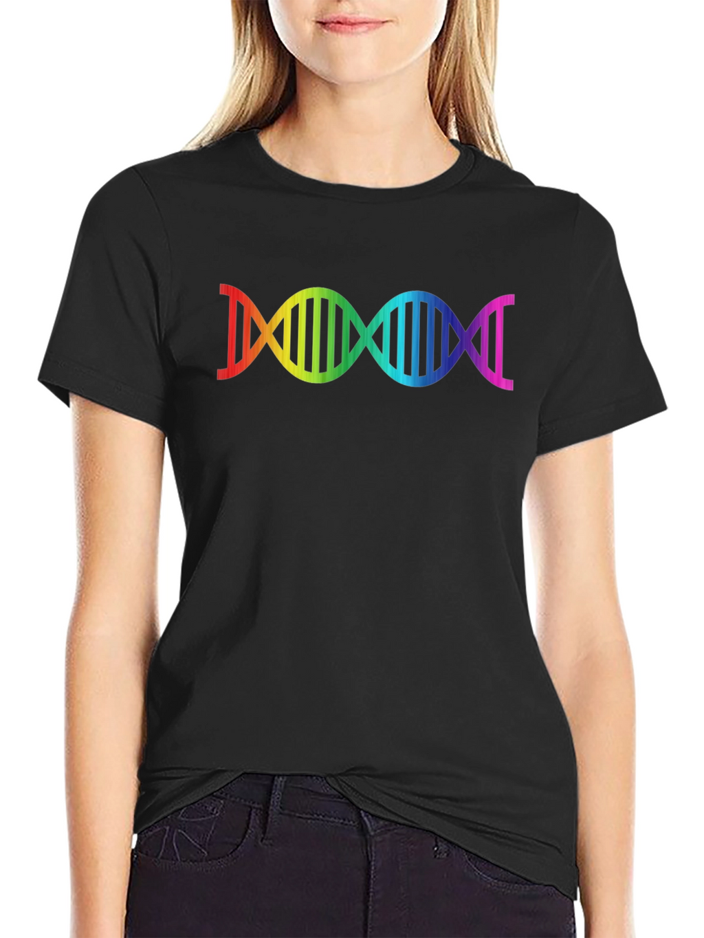Rainbow DNA Graphic Black T-Shirt