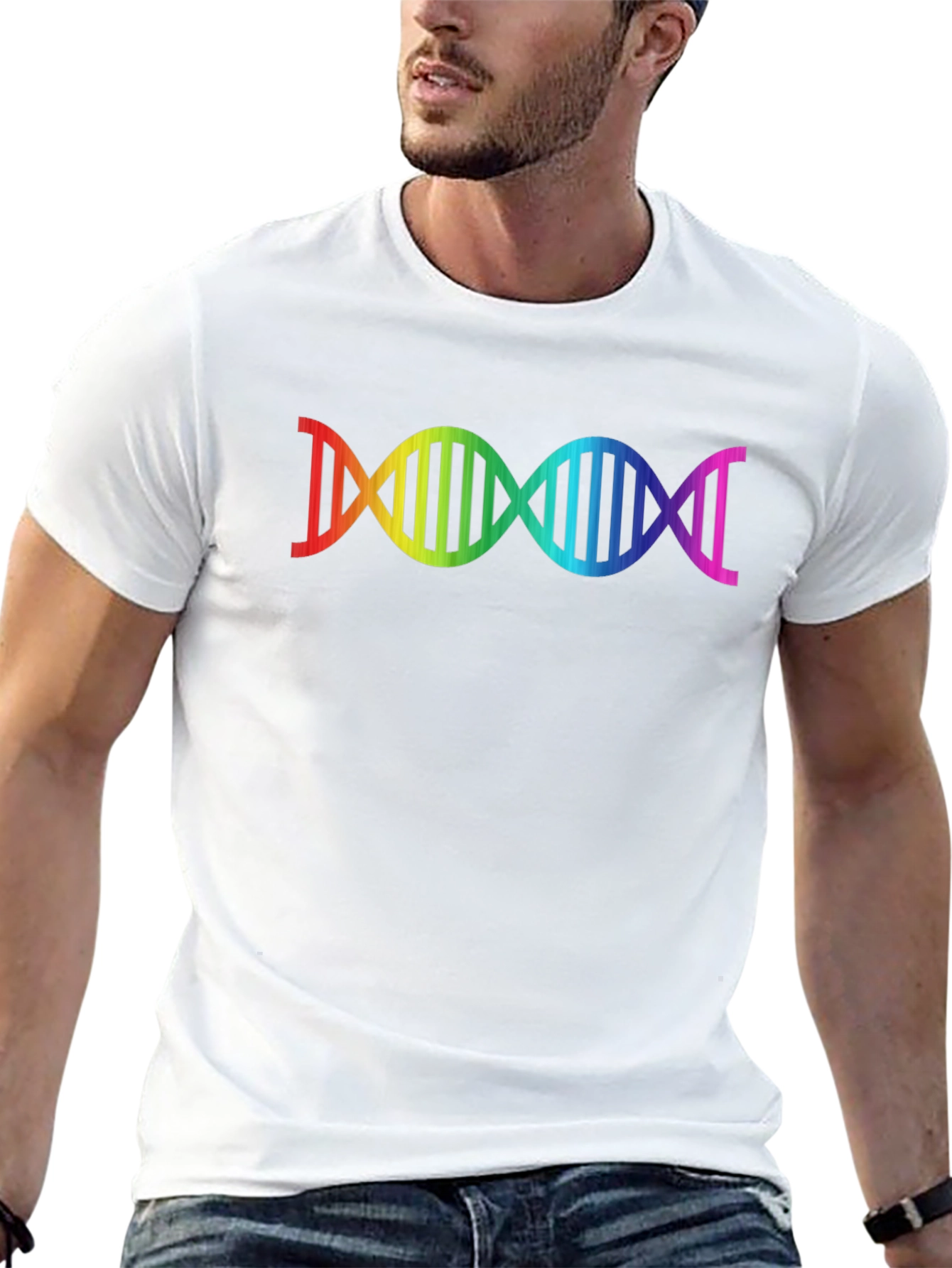 Rainbow DNA Graphic Black T-Shirt