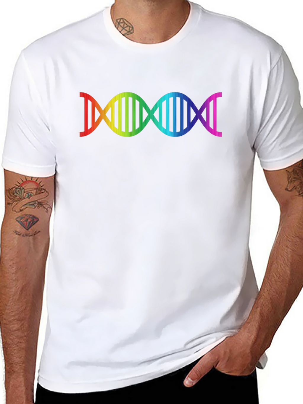 Rainbow DNA Graphic Black T-Shirt