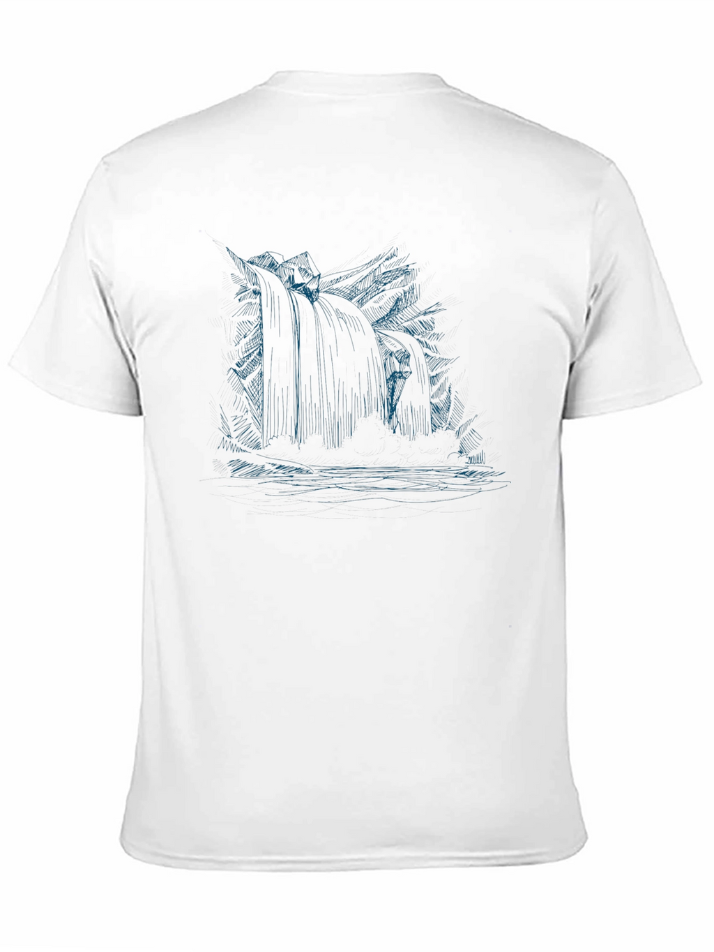 Mens Black Graphic Tee - Waterfall Design