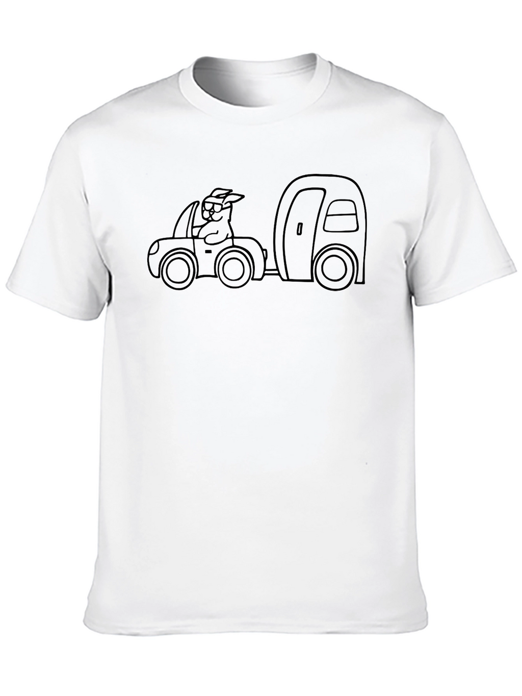 Cartoon Car & Camper Graphic T-Shirt