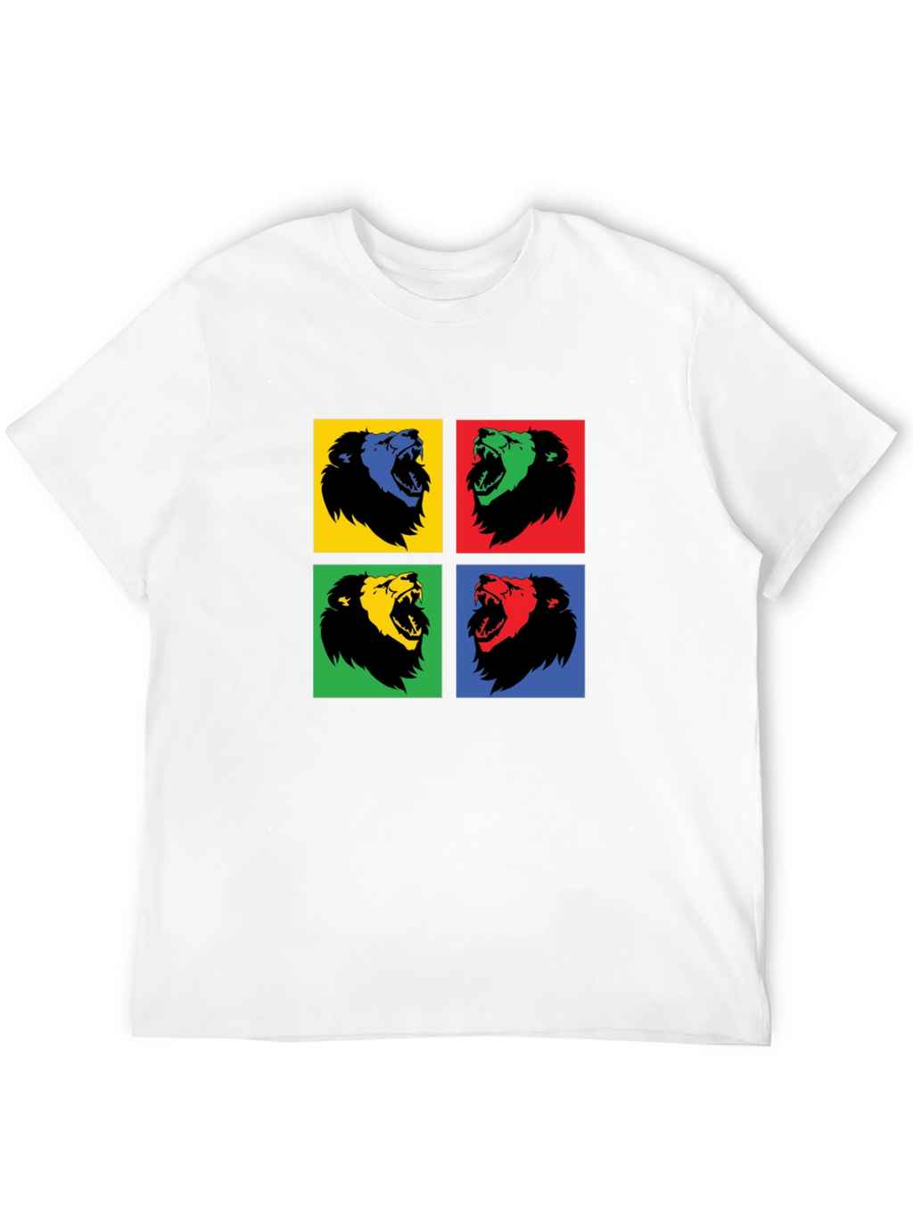 Pop Art Lion Graphic Black T-Shirt