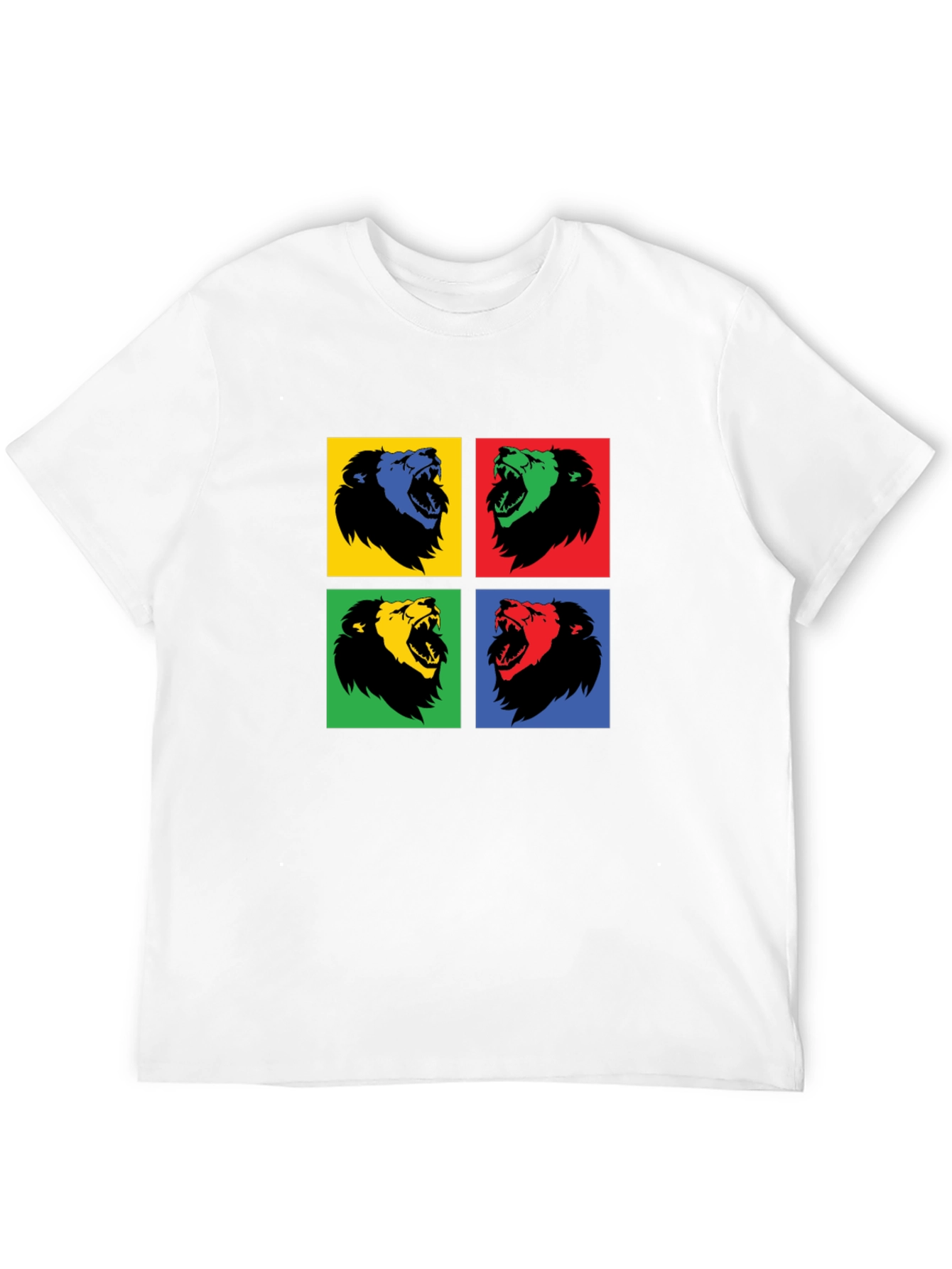 Pop Art Lion Graphic Black T-Shirt