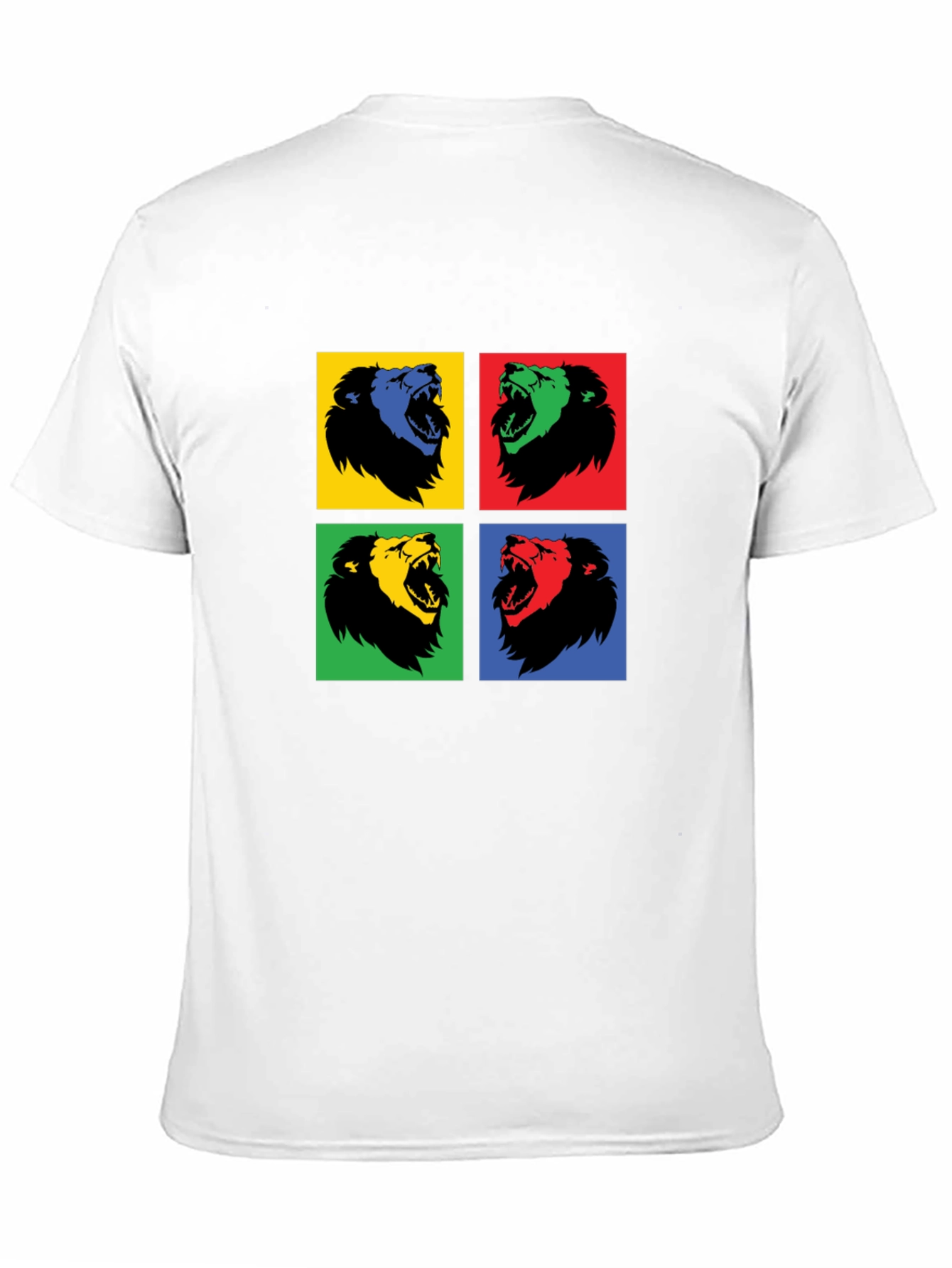 Pop Art Lion Graphic Black T-Shirt