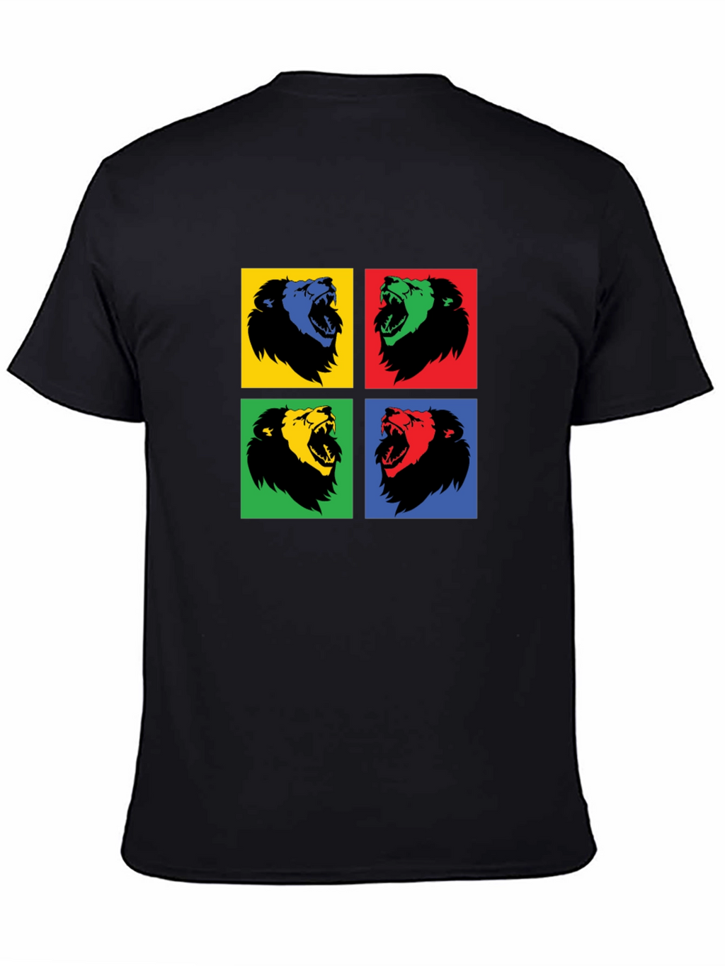 Pop Art Lion Graphic Black T-Shirt