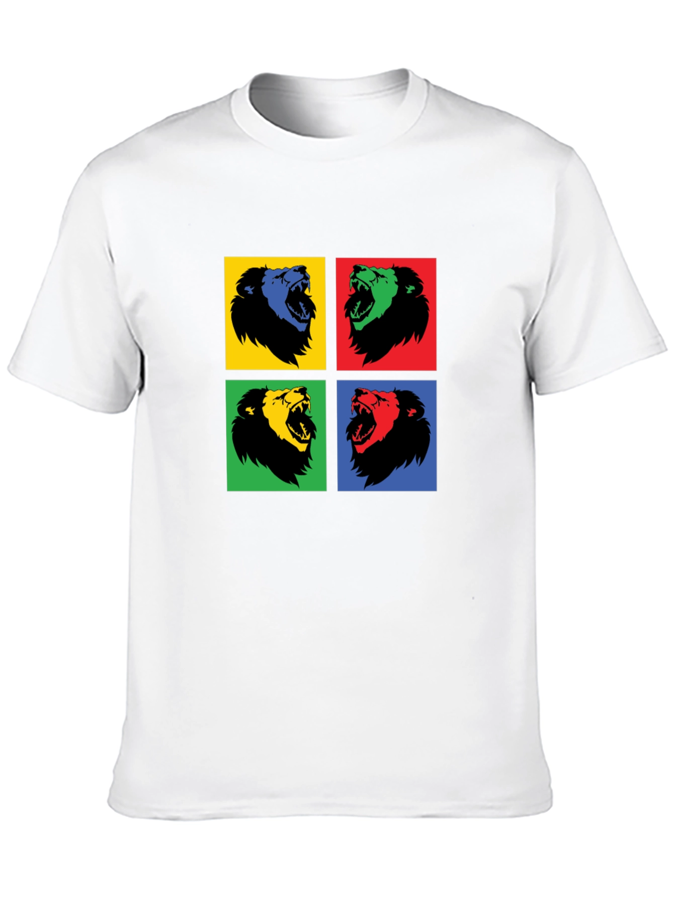 Pop Art Lion Graphic Black T-Shirt