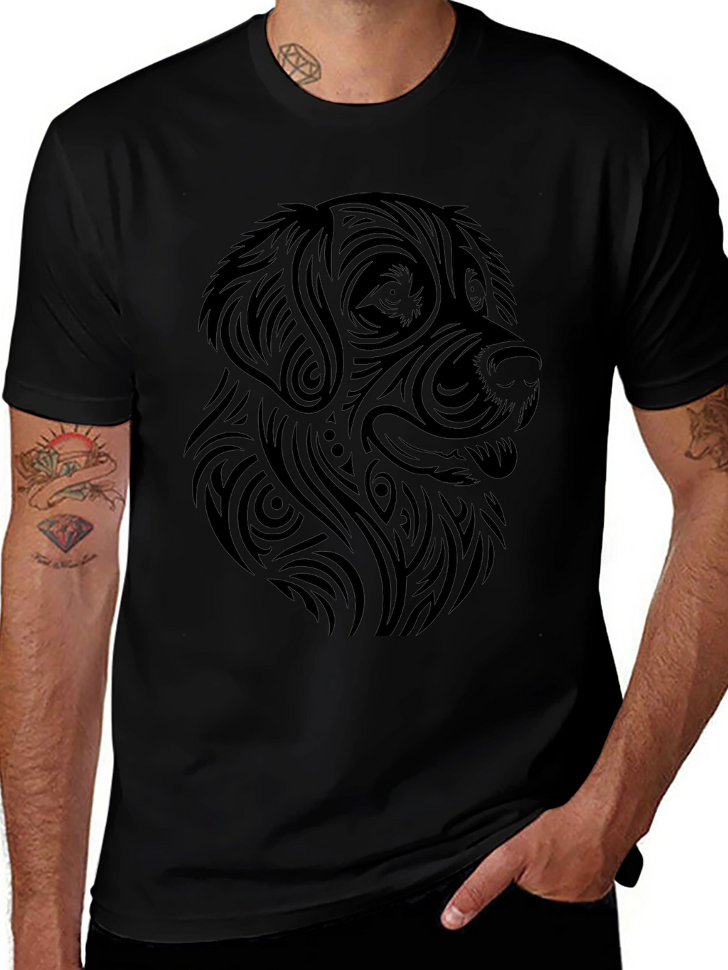 Tribal Dog Graphic Tee - Modern Canine Style