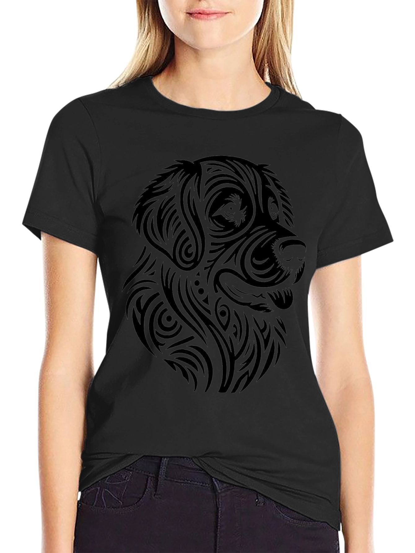 Tribal Dog Graphic Tee - Modern Canine Style