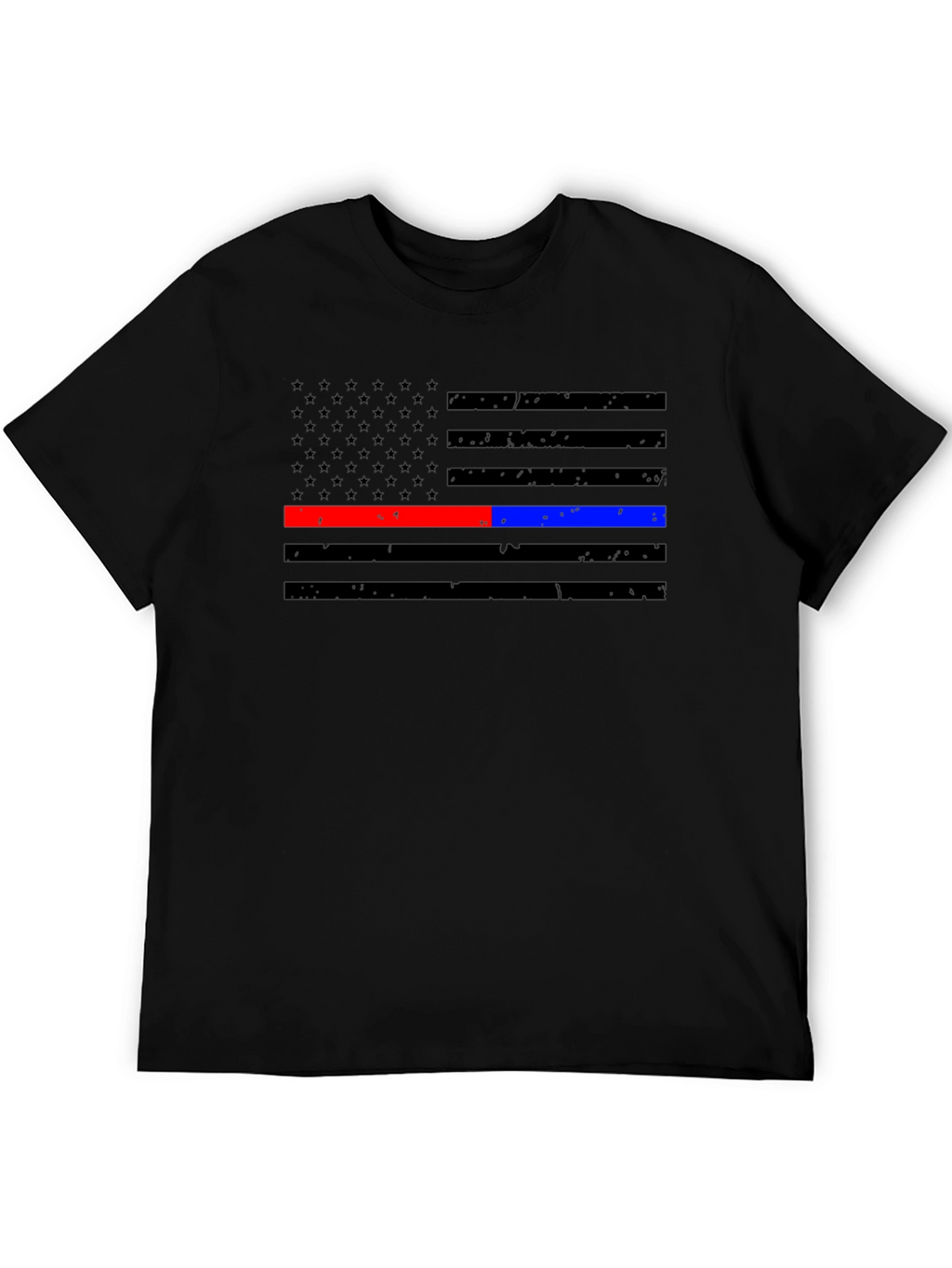 Thin Blue & Red Line American Flag Distressed T-Shirt
