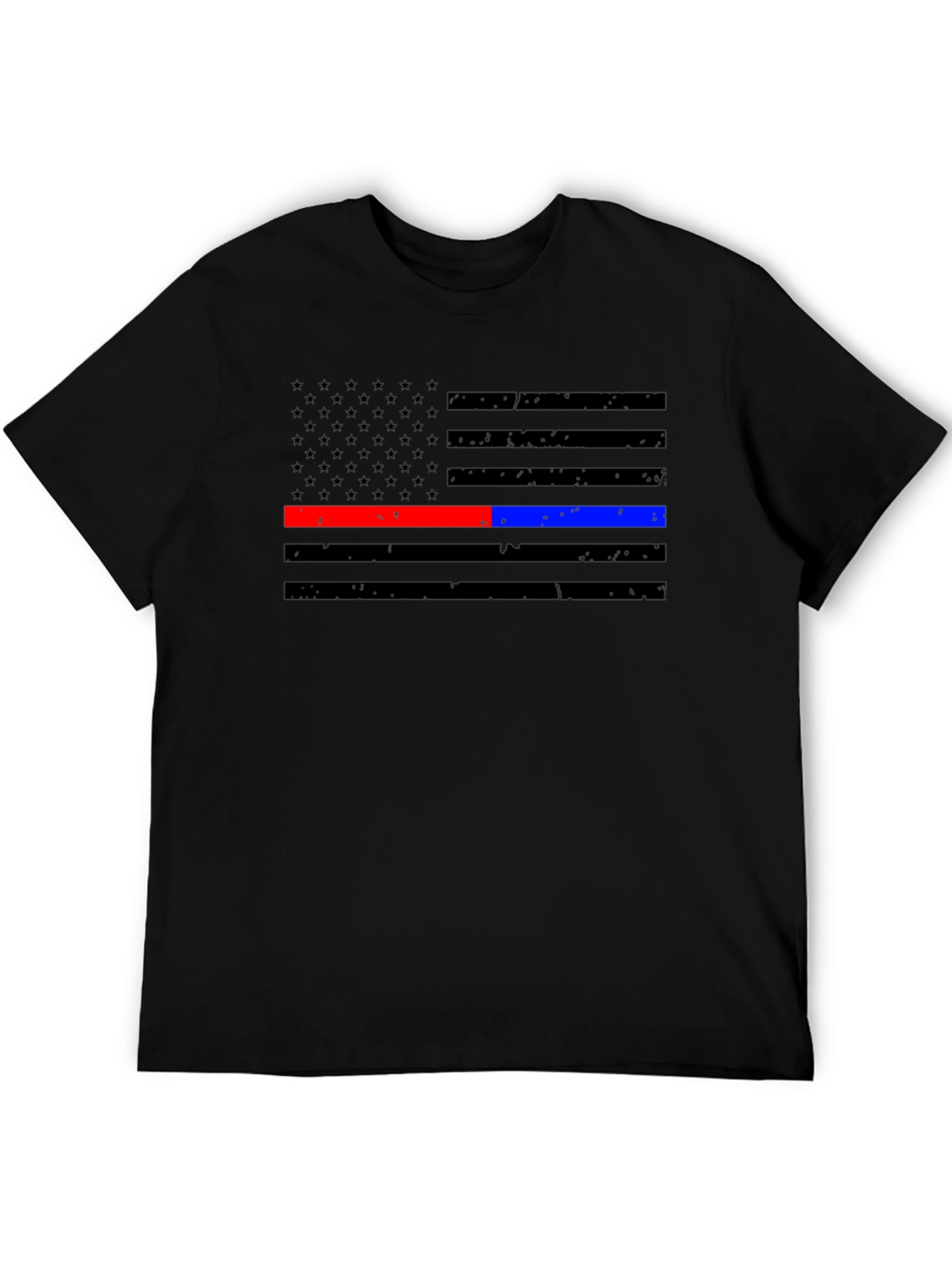 Thin Blue & Red Line American Flag Distressed T-Shirt