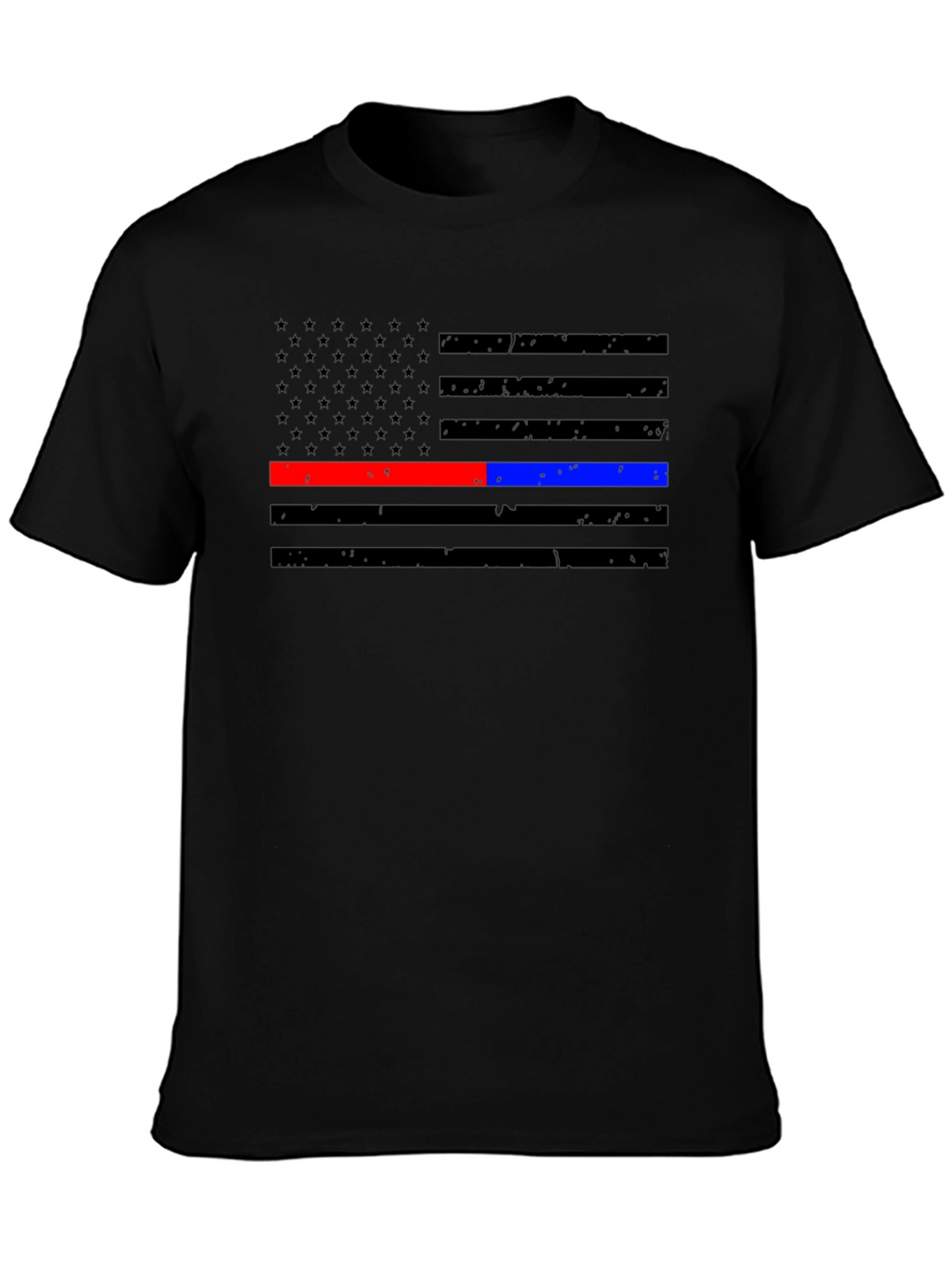 Thin Blue & Red Line American Flag Distressed T-Shirt