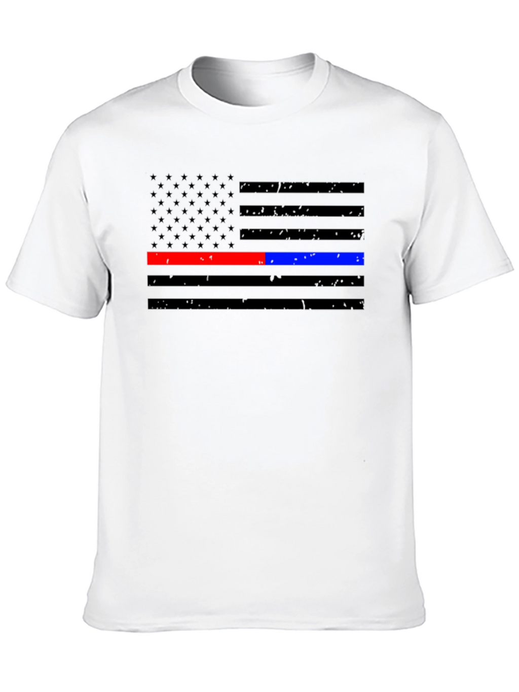 Thin Blue & Red Line American Flag Distressed T-Shirt