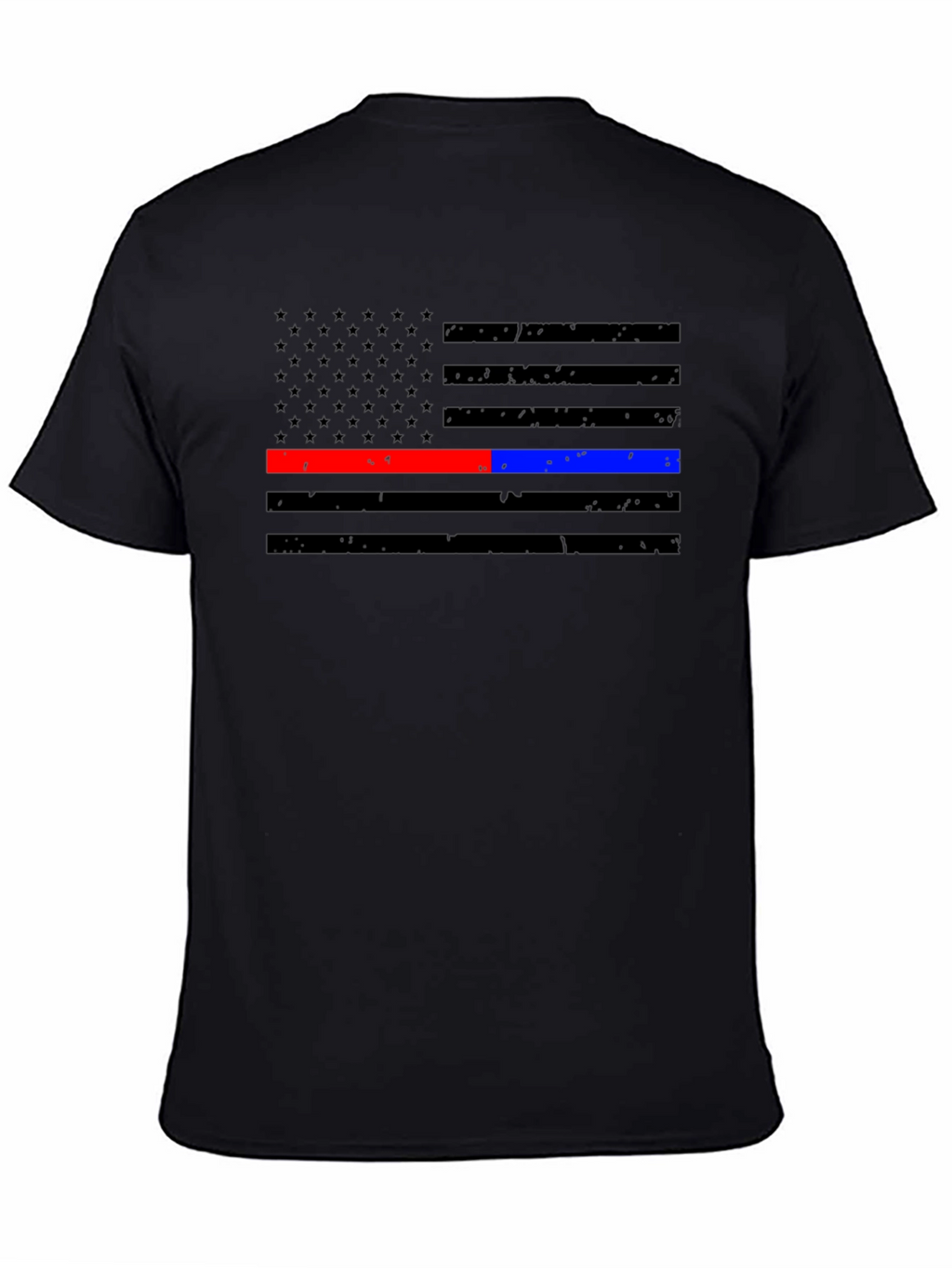 Thin Blue & Red Line American Flag Distressed T-Shirt