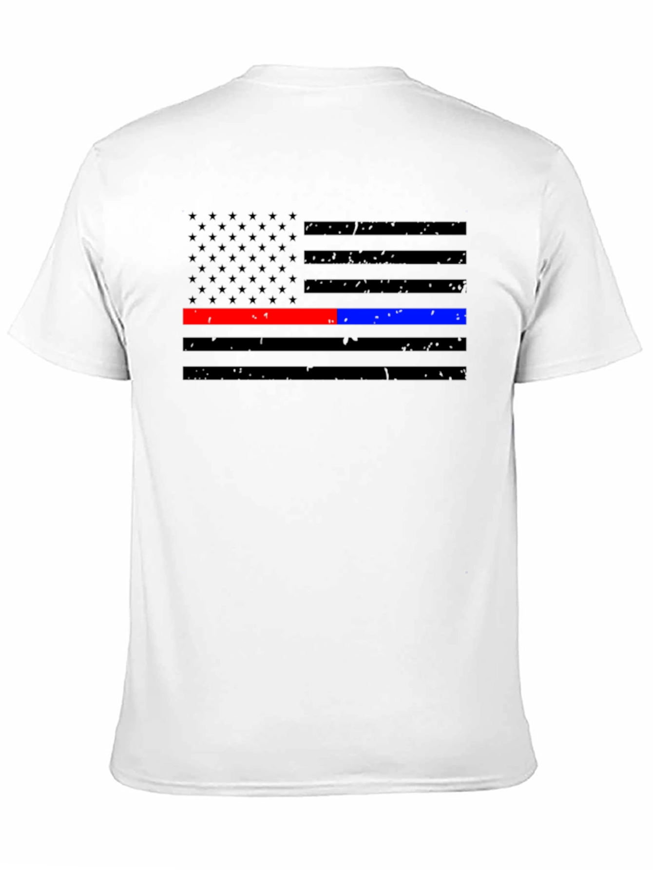 Thin Blue & Red Line American Flag Distressed T-Shirt