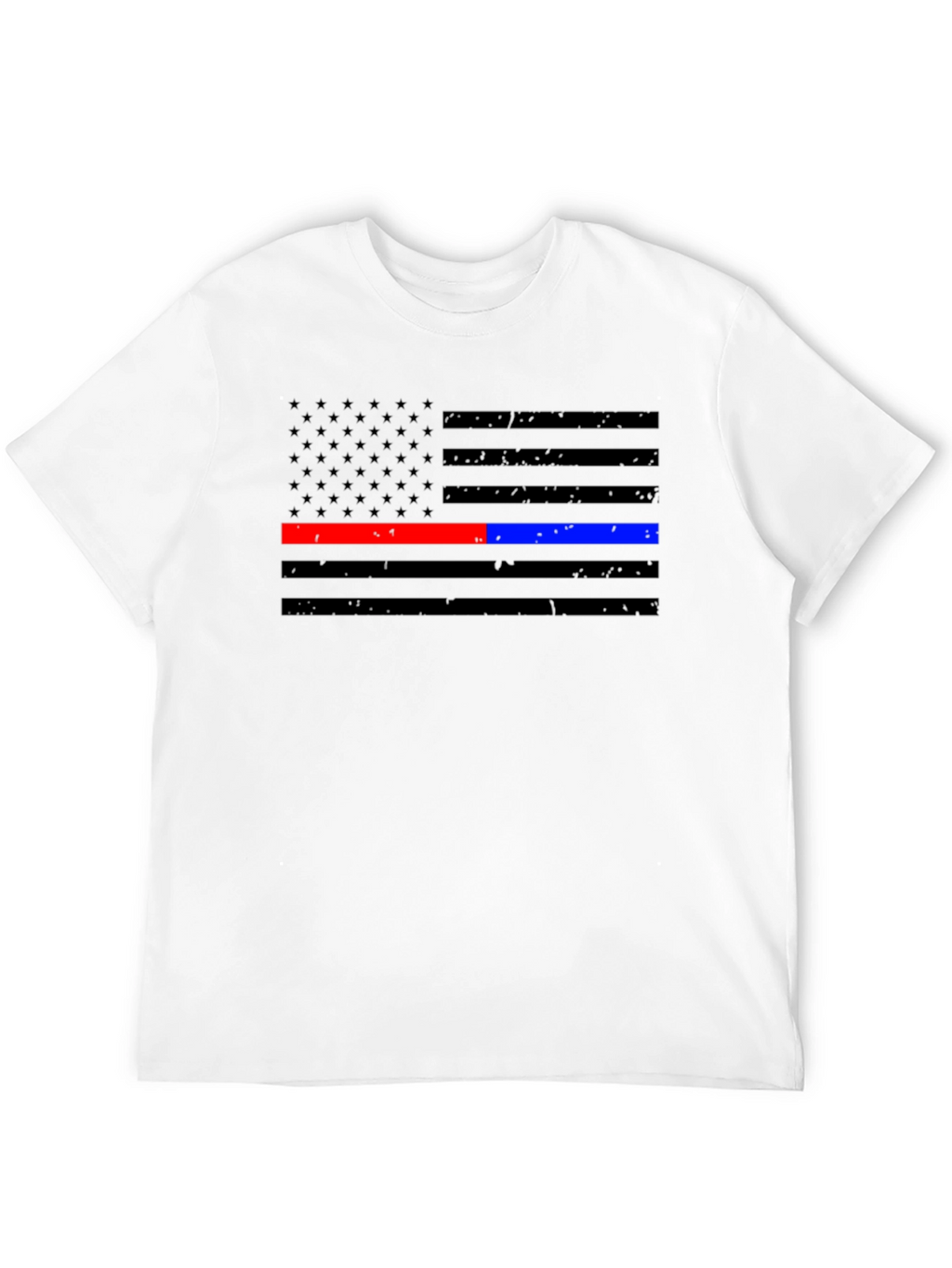 Thin Blue & Red Line American Flag Distressed T-Shirt