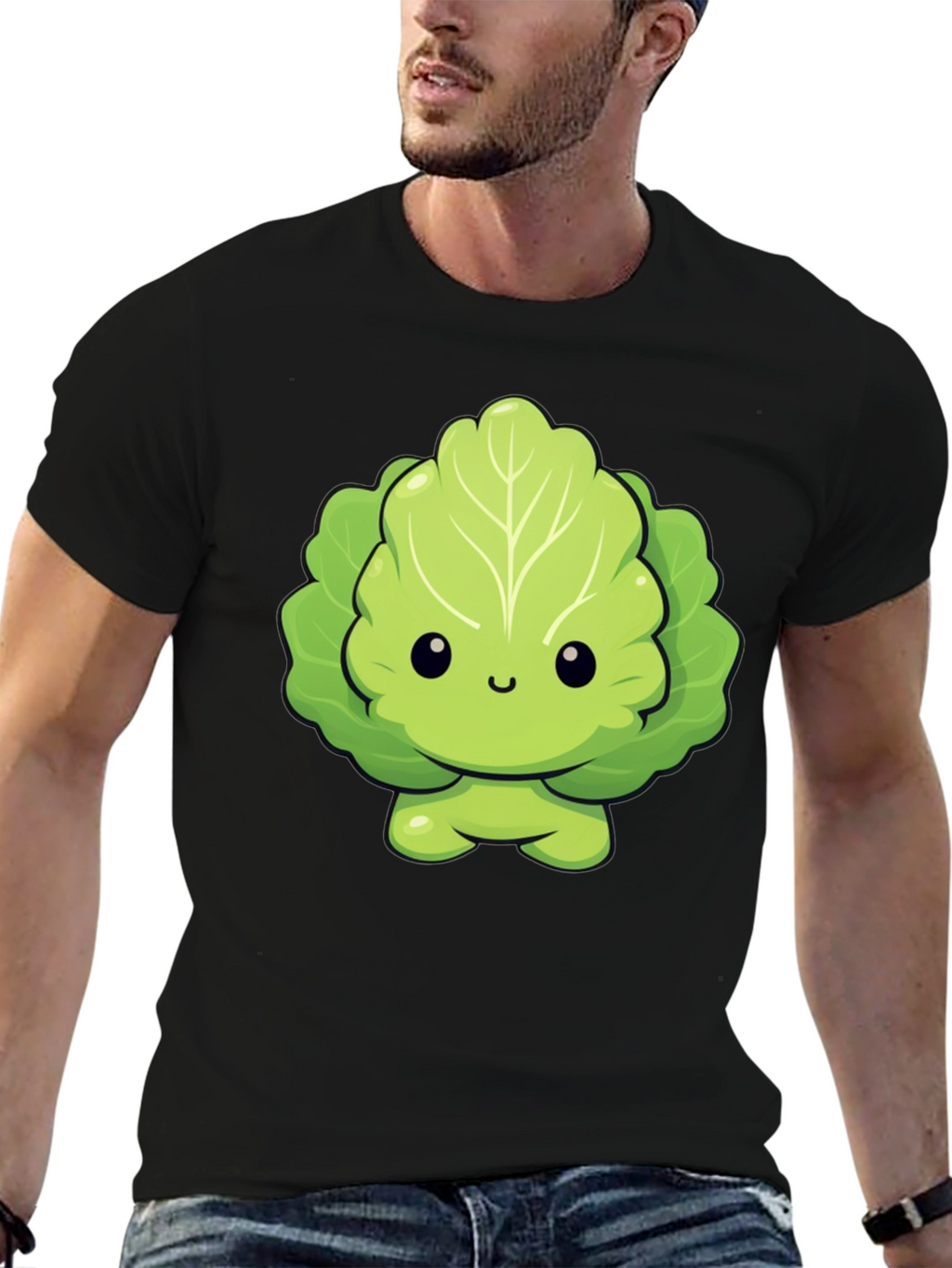 Cute Lettuce Cartoon Graphic T-Shirt