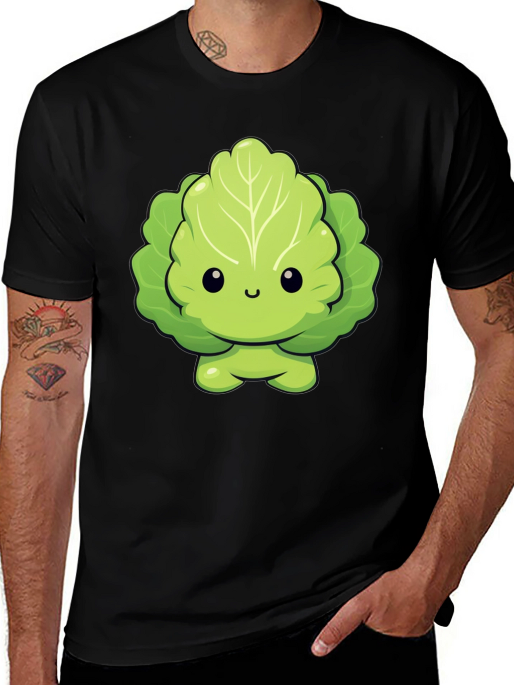 Cute Lettuce Cartoon Graphic T-Shirt