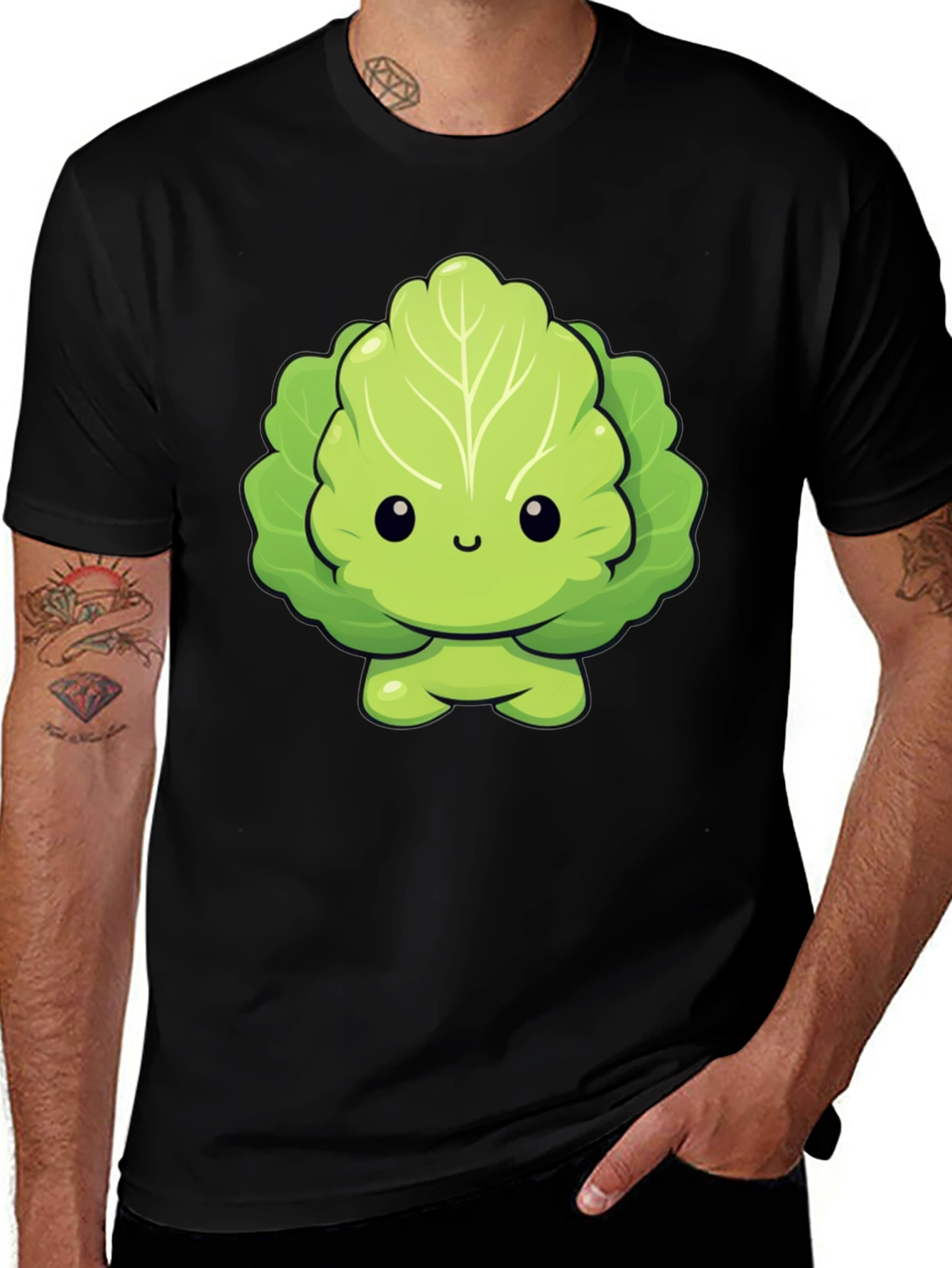 Cute Lettuce Cartoon Graphic T-Shirt